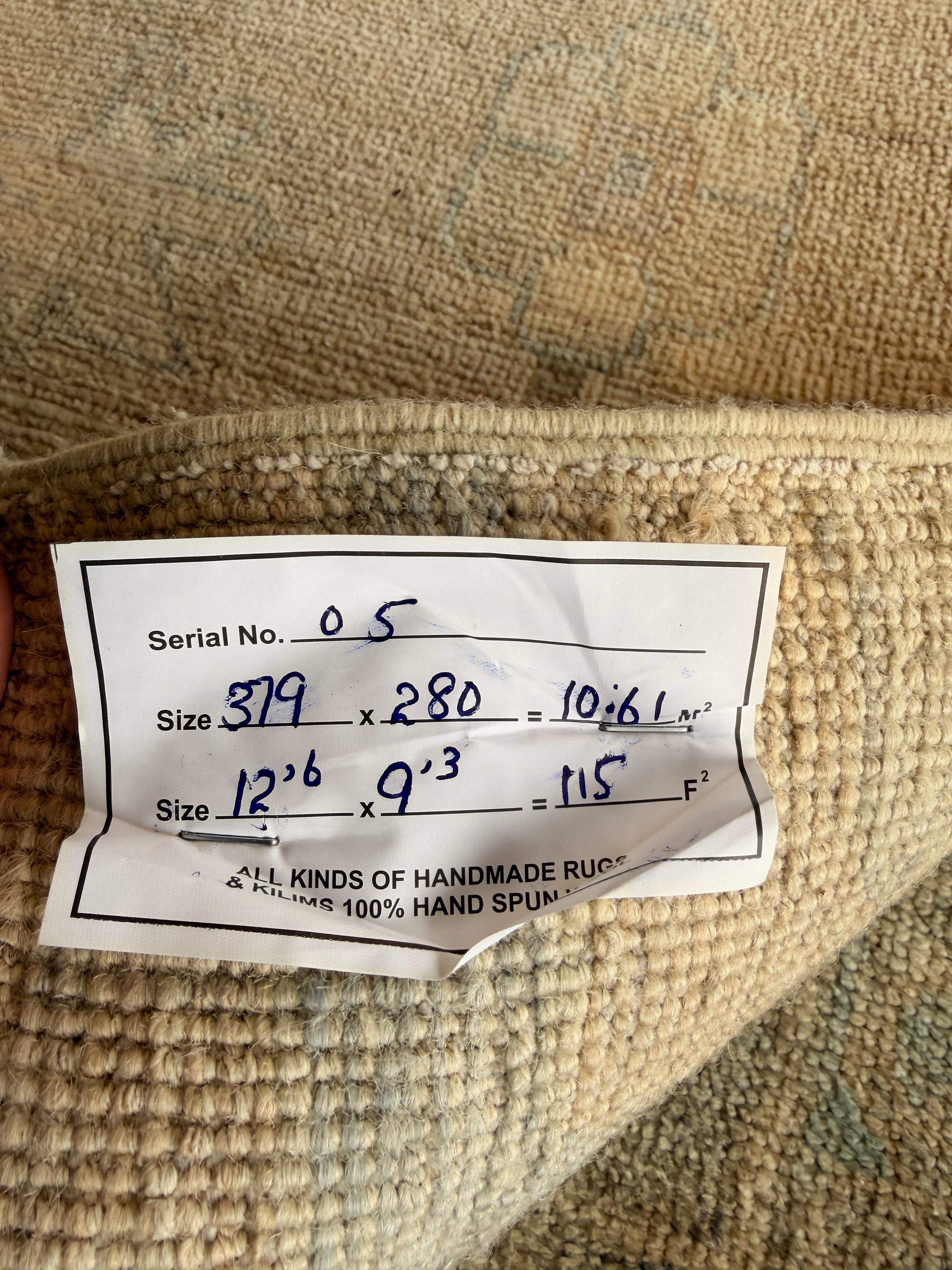 Gaia Rose 9.3x12.6 Blue and Orange Afghani Whitewashed Oushak