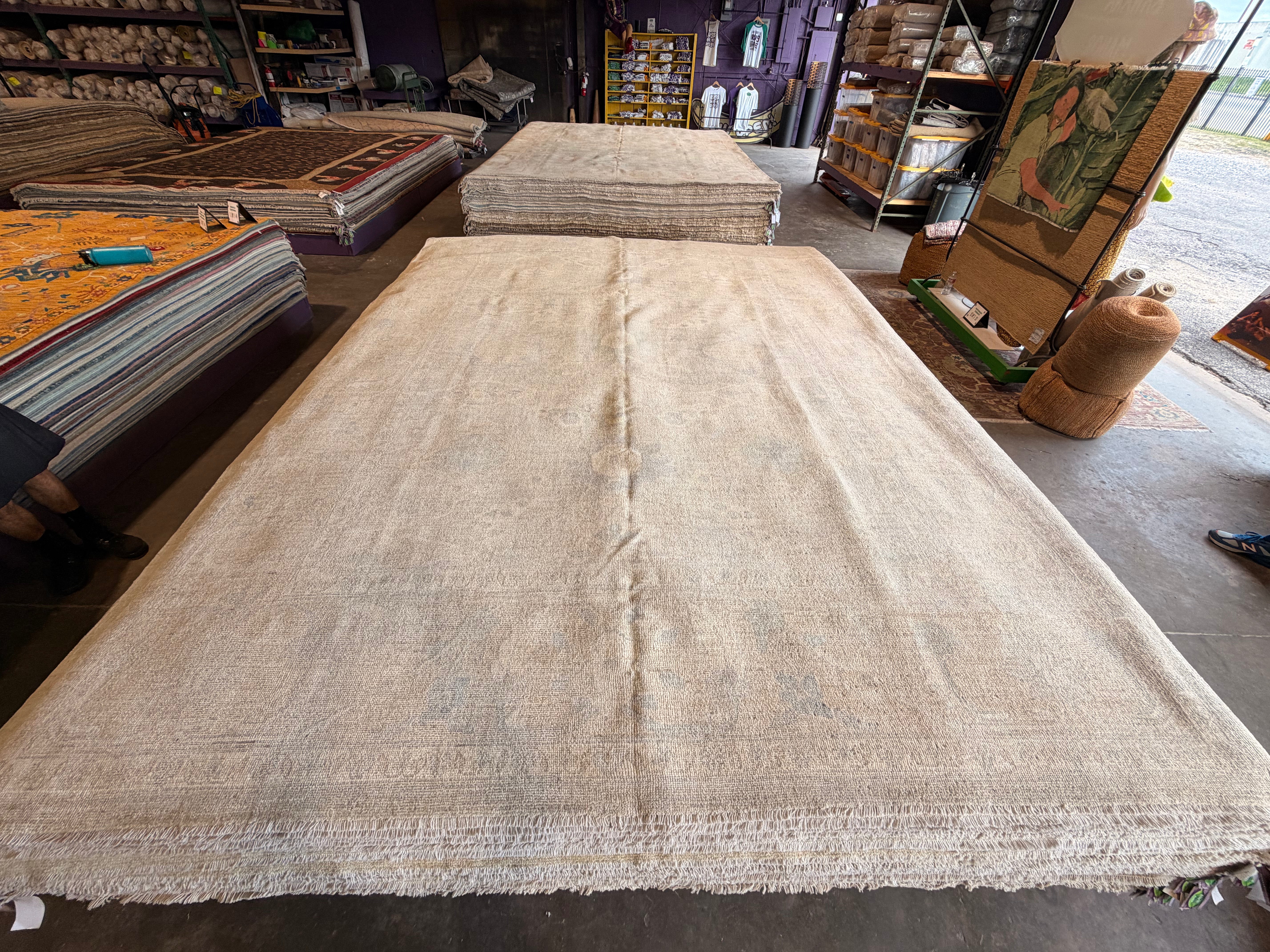 Kayla Thorn 8.11x12 Blue and Green Afghani Whitewashed Oushak