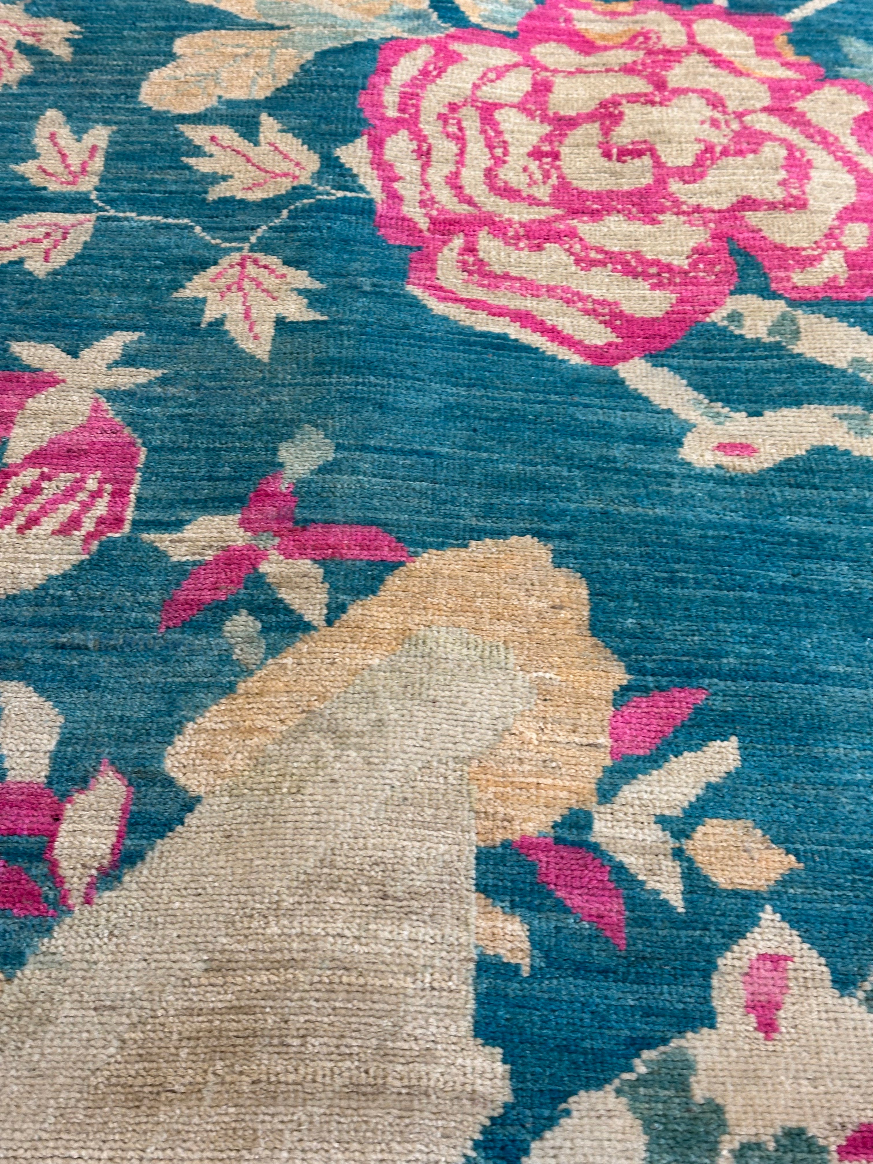 Jennifer Kahn 10.2x13.8 Blue & Pink Afghani Bokhara Rug