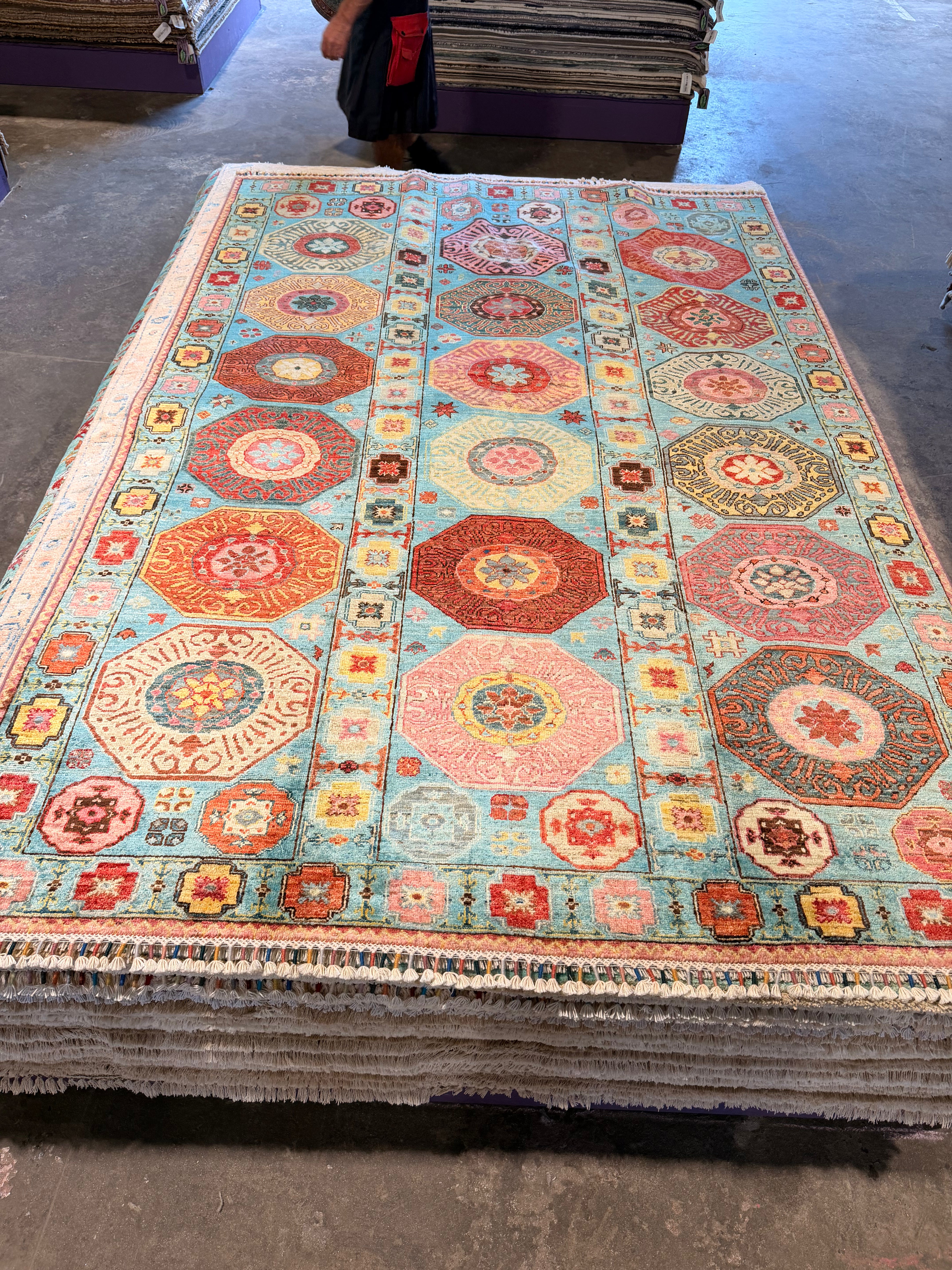 Alexis Dempsey 5.8x8.5 Light Blue Multi Afghani Waziri Rug