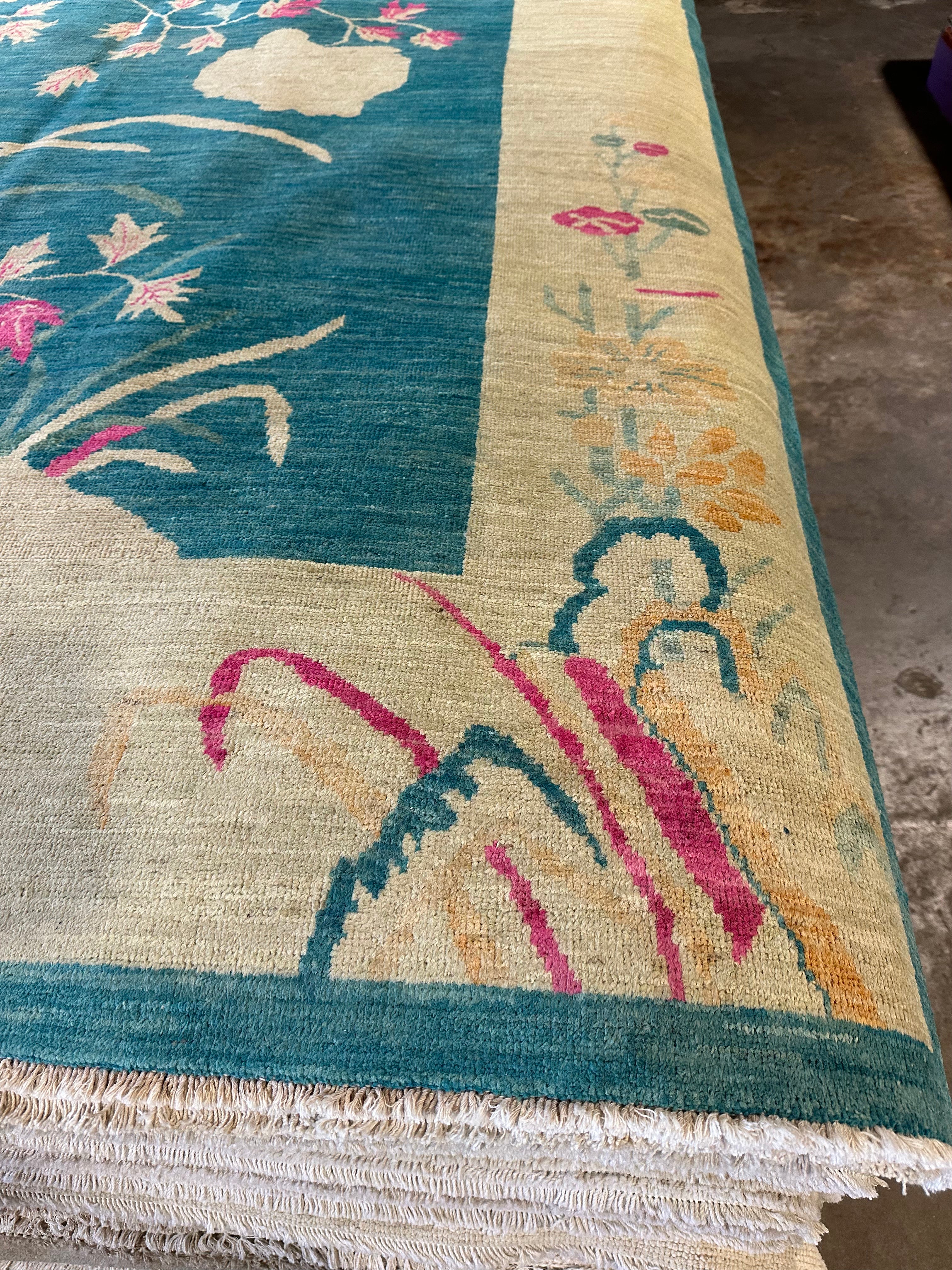 Jennifer Kahn 10.2x13.8 Blue & Pink Afghani Bokhara Rug