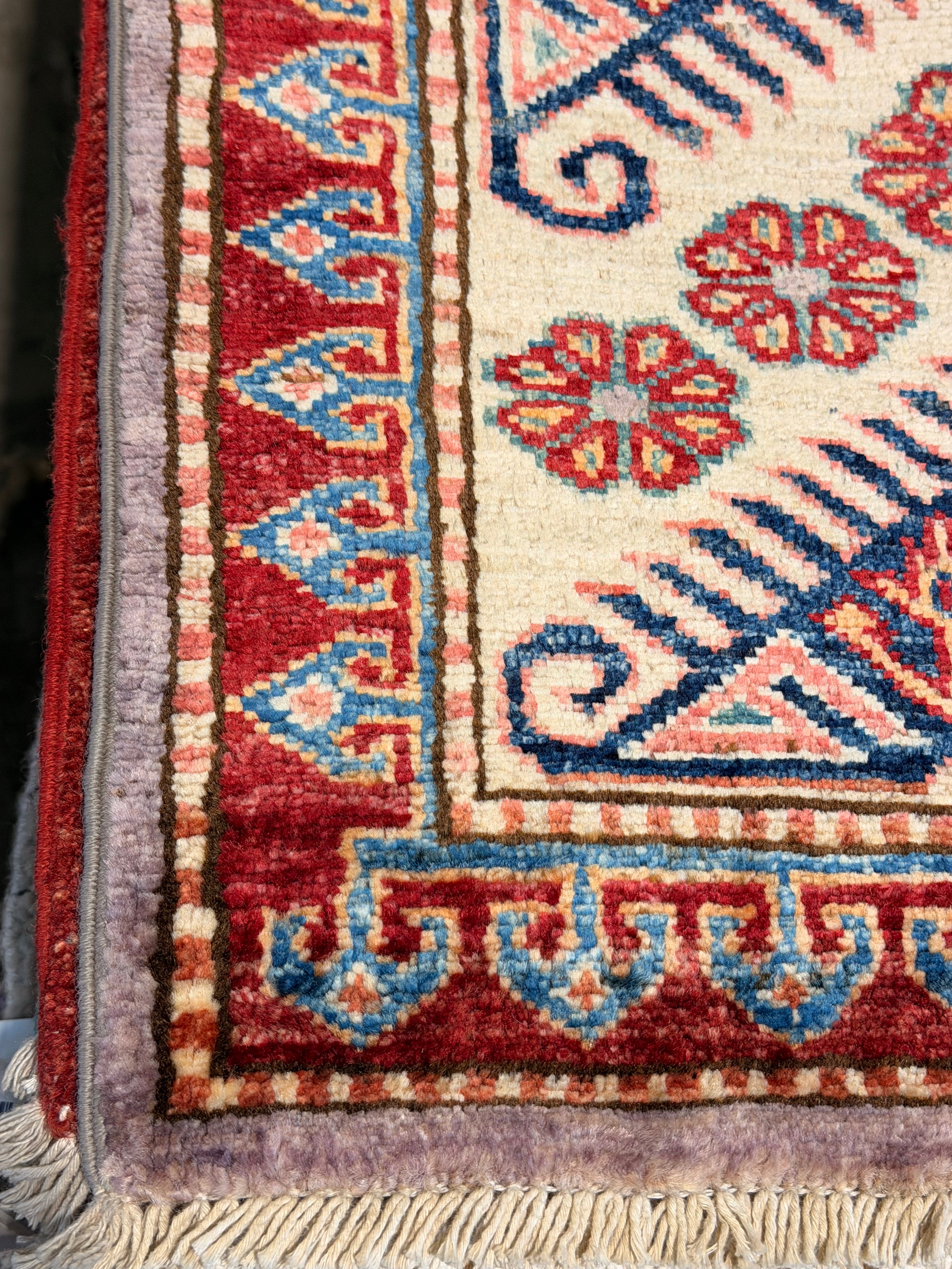 Toni Collette 5.5x8.3 Purple Afghani Kazak Rug