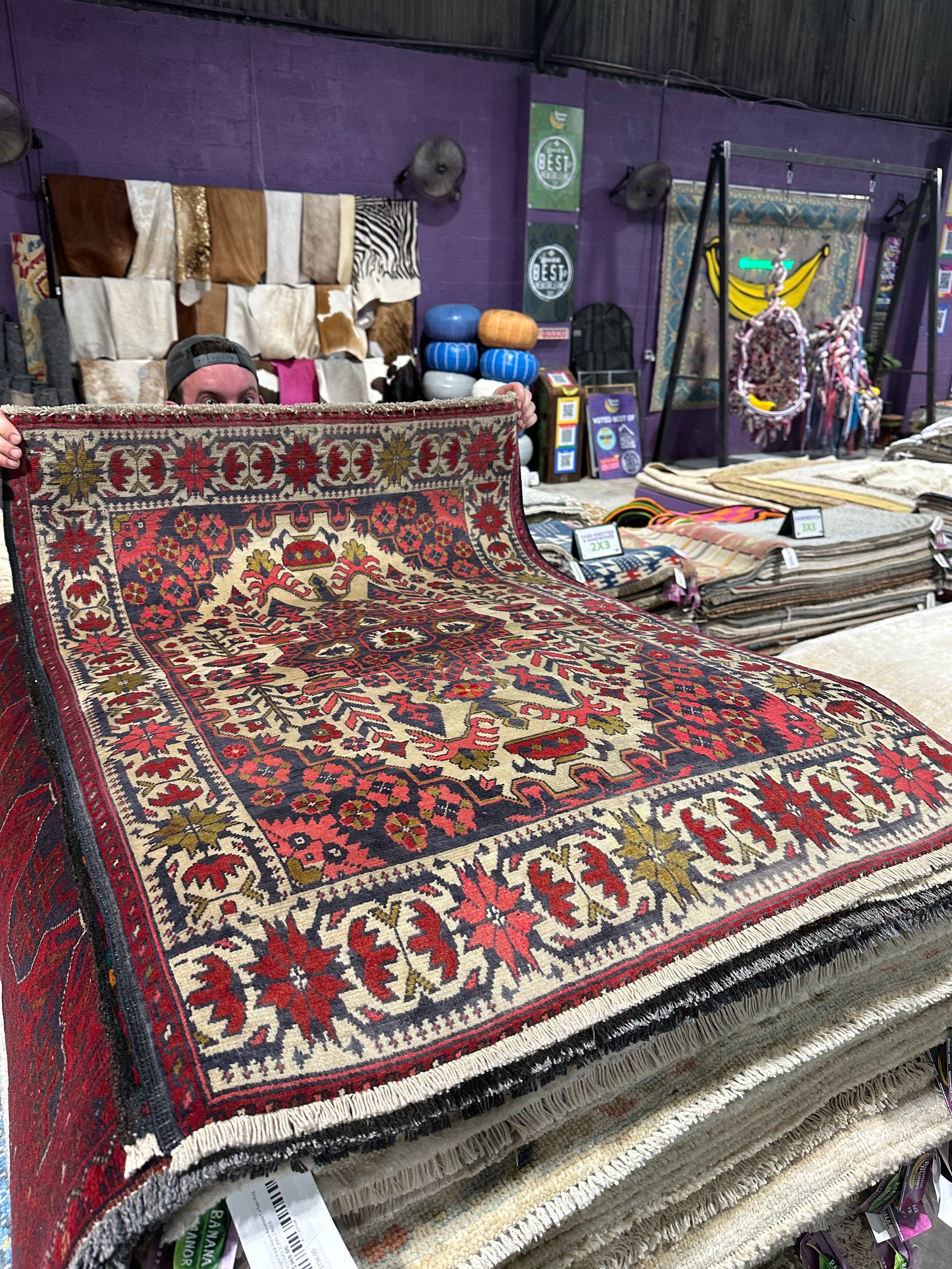 Katie Purvis 2.8x3.10 Red Afghani Khal Muhammad Rug
