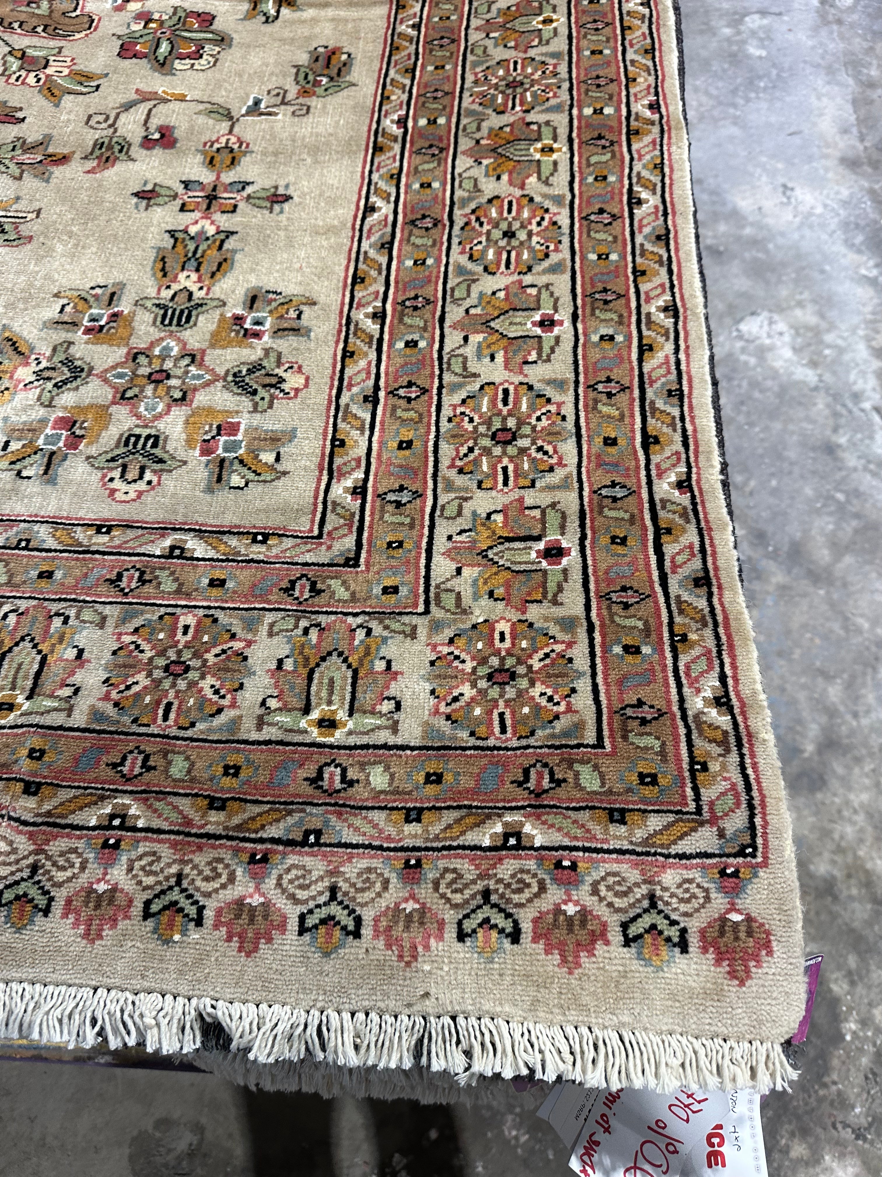 Maggie Foyer 4.6x6.8 Cream Afghani Fine Jaldar Rug