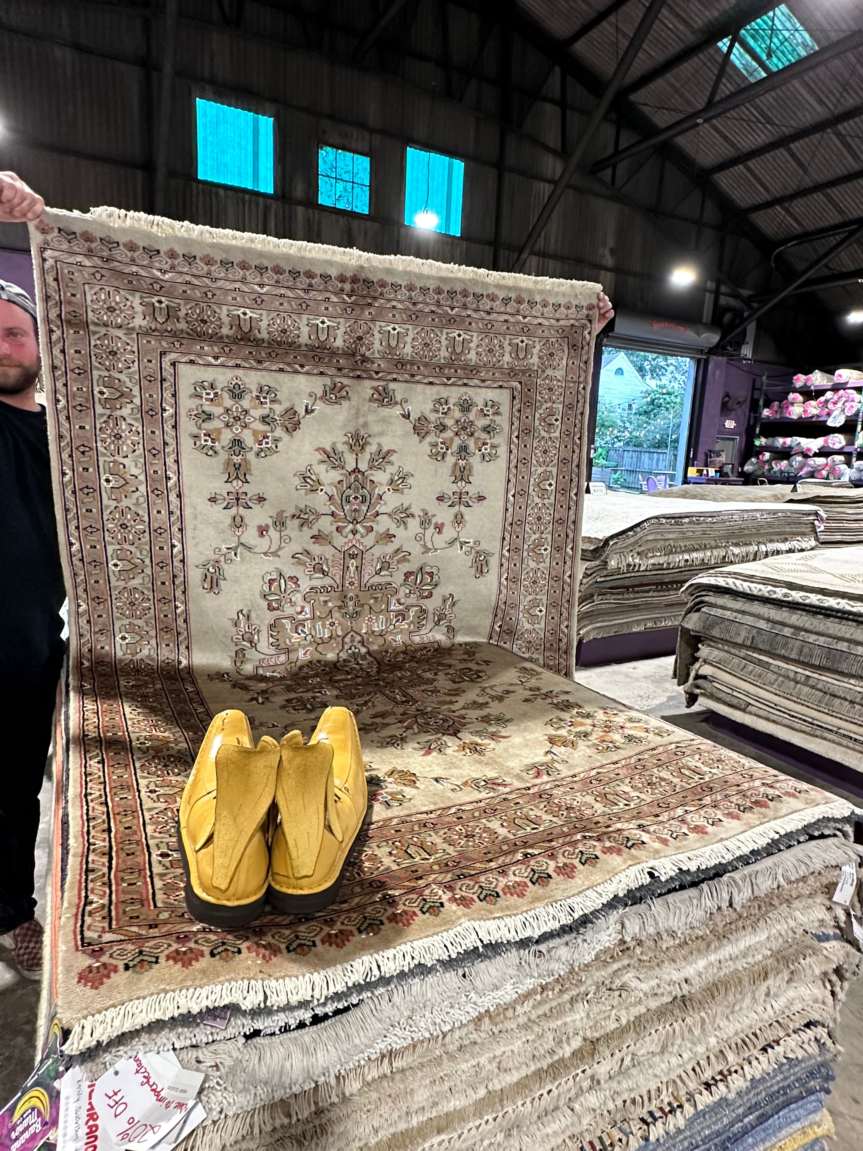 Maggie Foyer 4.6x6.8 Cream Afghani Fine Jaldar Rug
