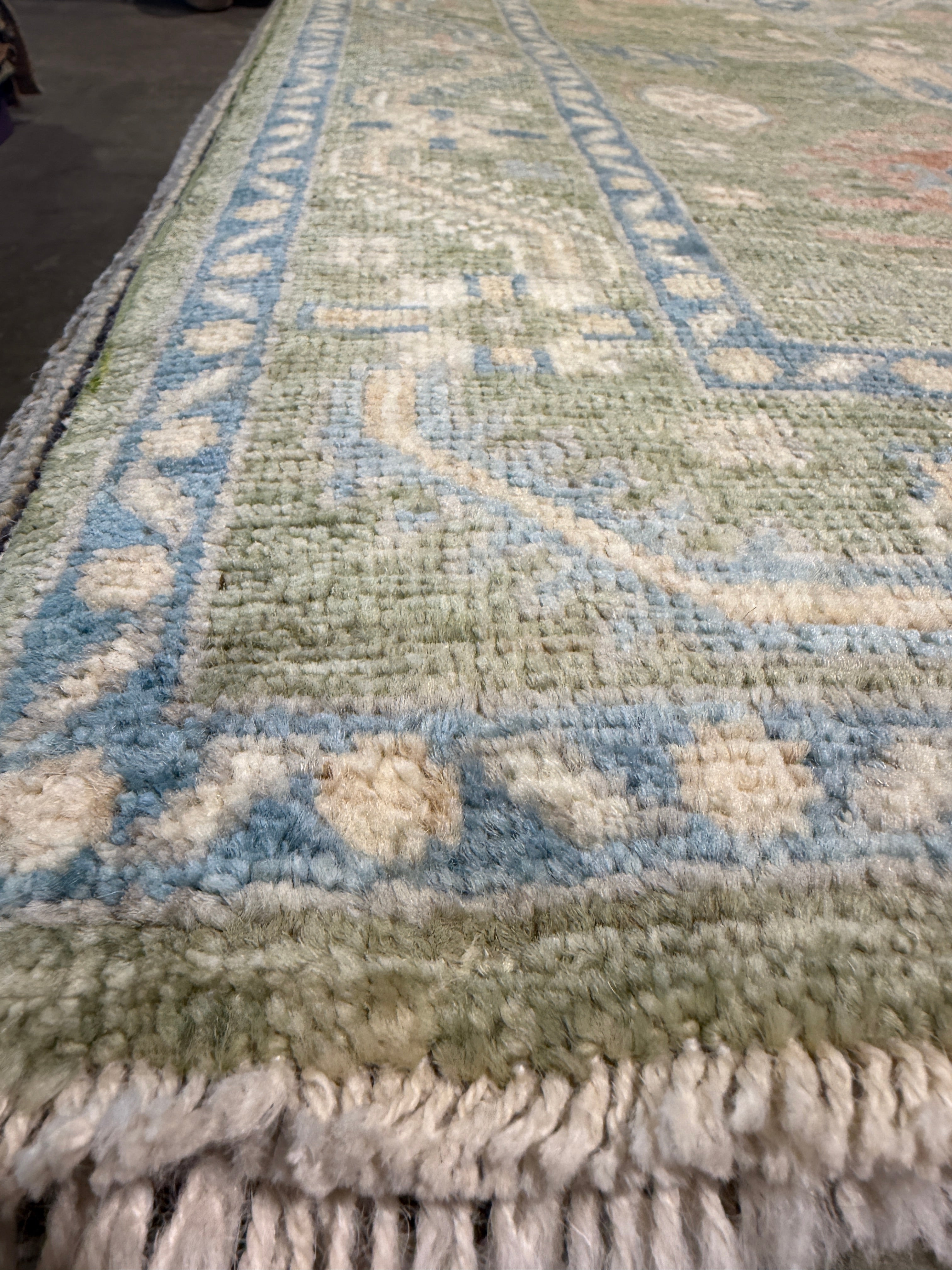 Robin Wright 2.9x8.3 Green Afghani Oushak Runner