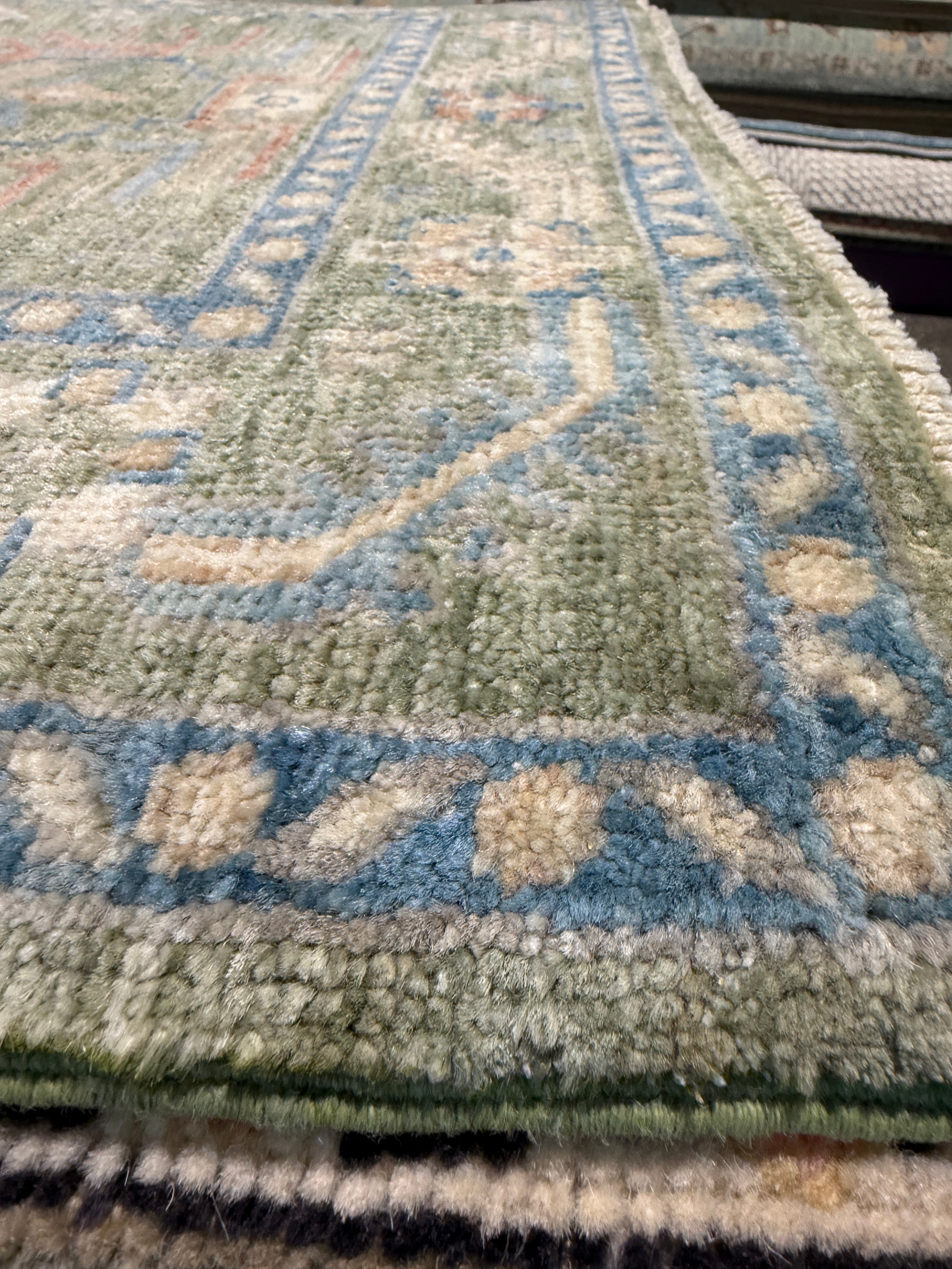 Robin Wright 2.9x8.3 Green Afghani Oushak Runner