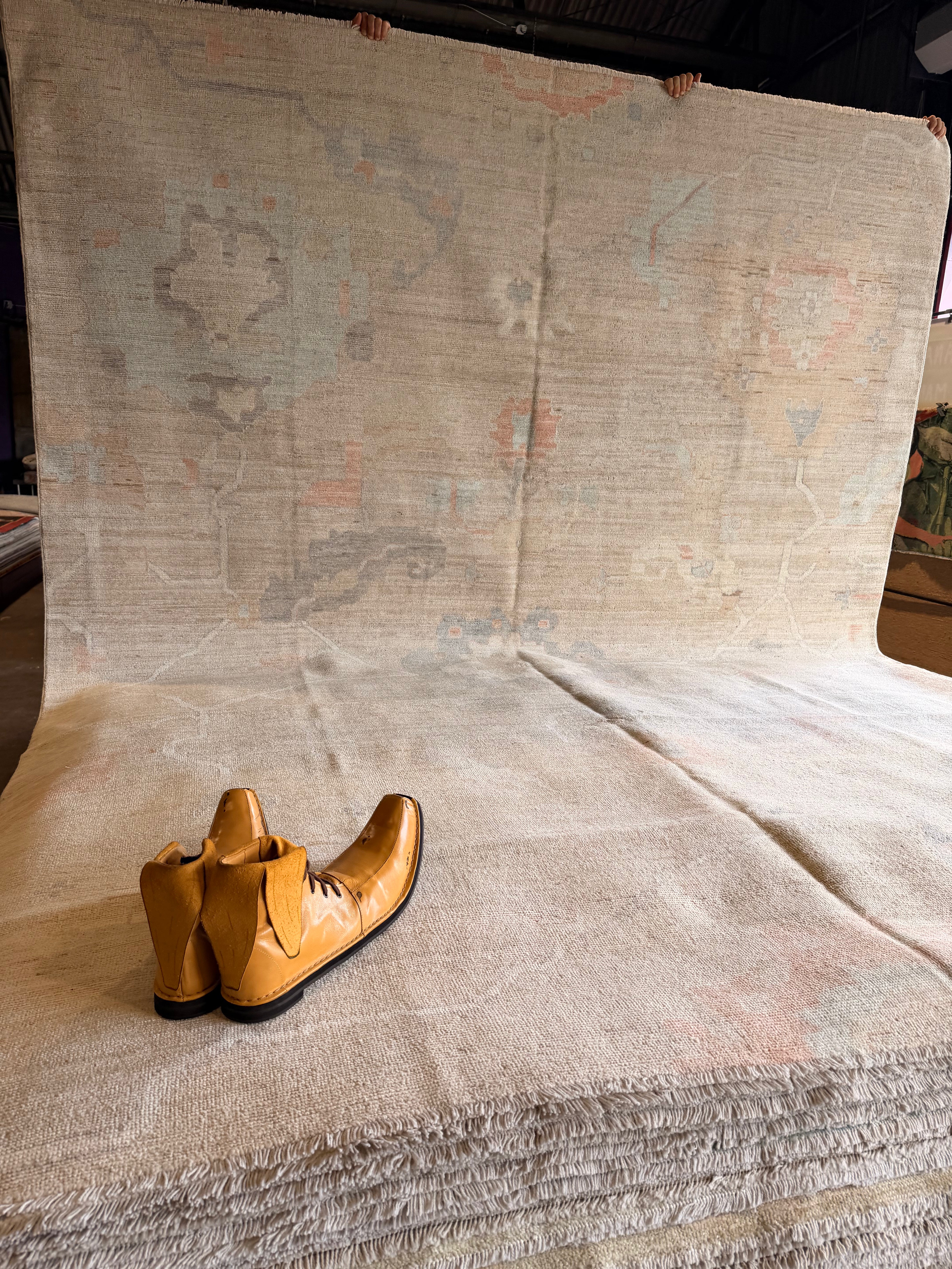 Mary Lou 9.1x11.10 Ivory Multi Afghani Whitewashed Oushak