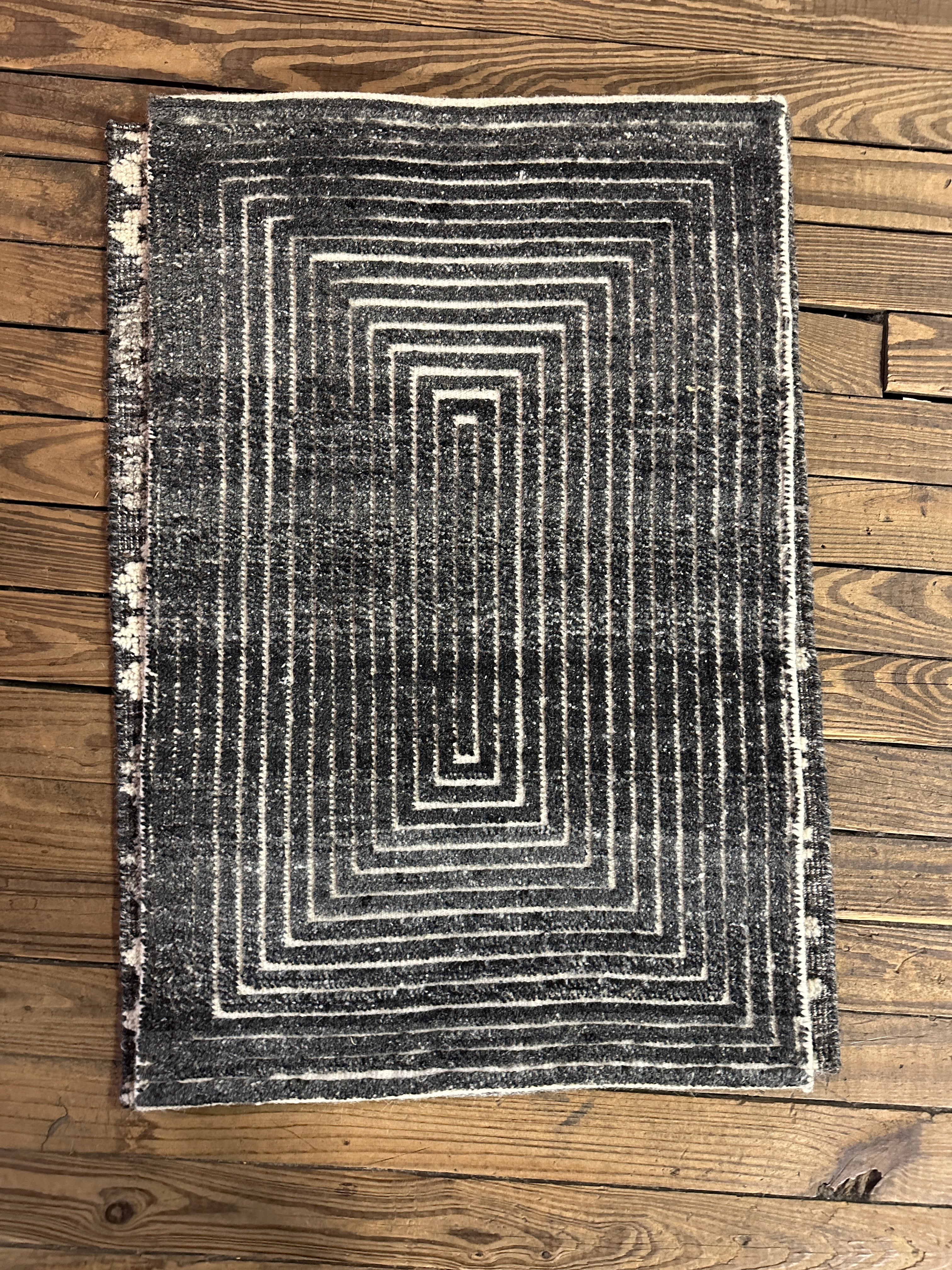 Dominique McElligott 2x3 Hand-Knotted High Low Abstract Rugs (Assorted Styles - Blacks)