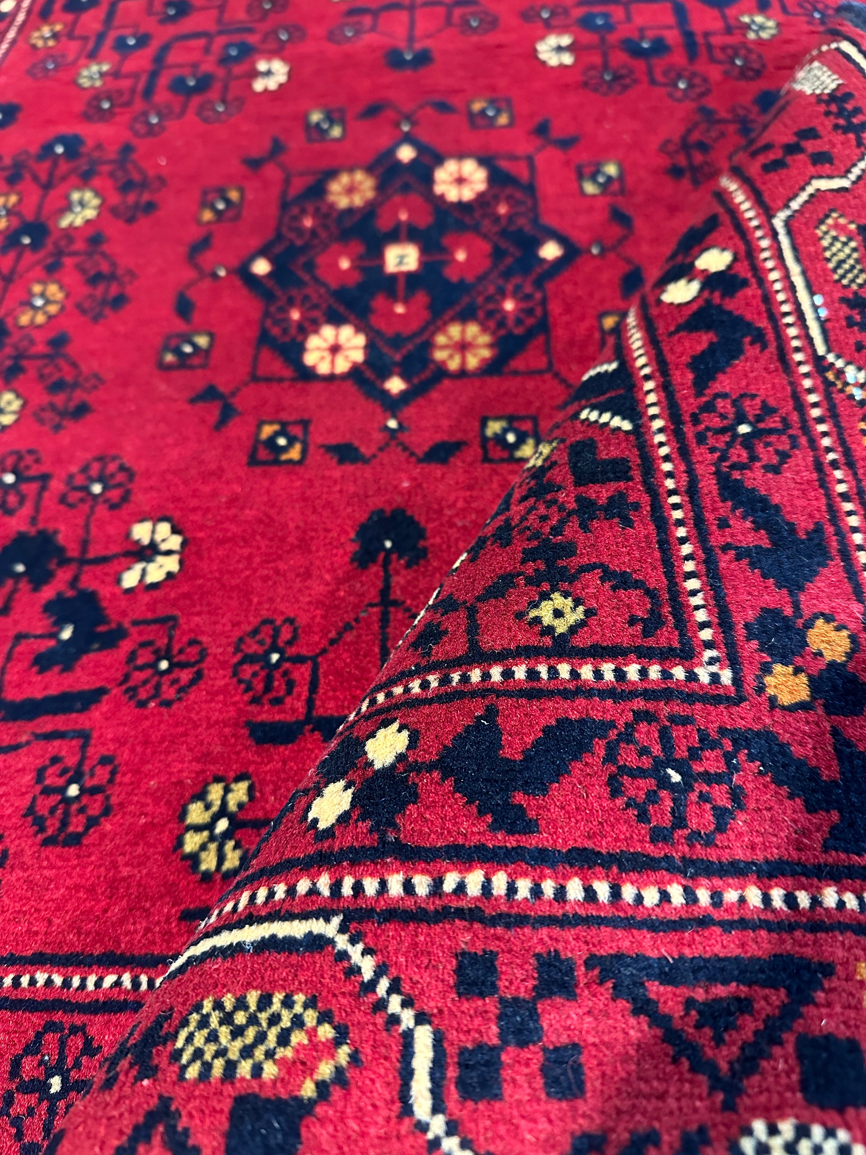 Lucille Song 3.1x5 Red Afghani Khamyab Rug