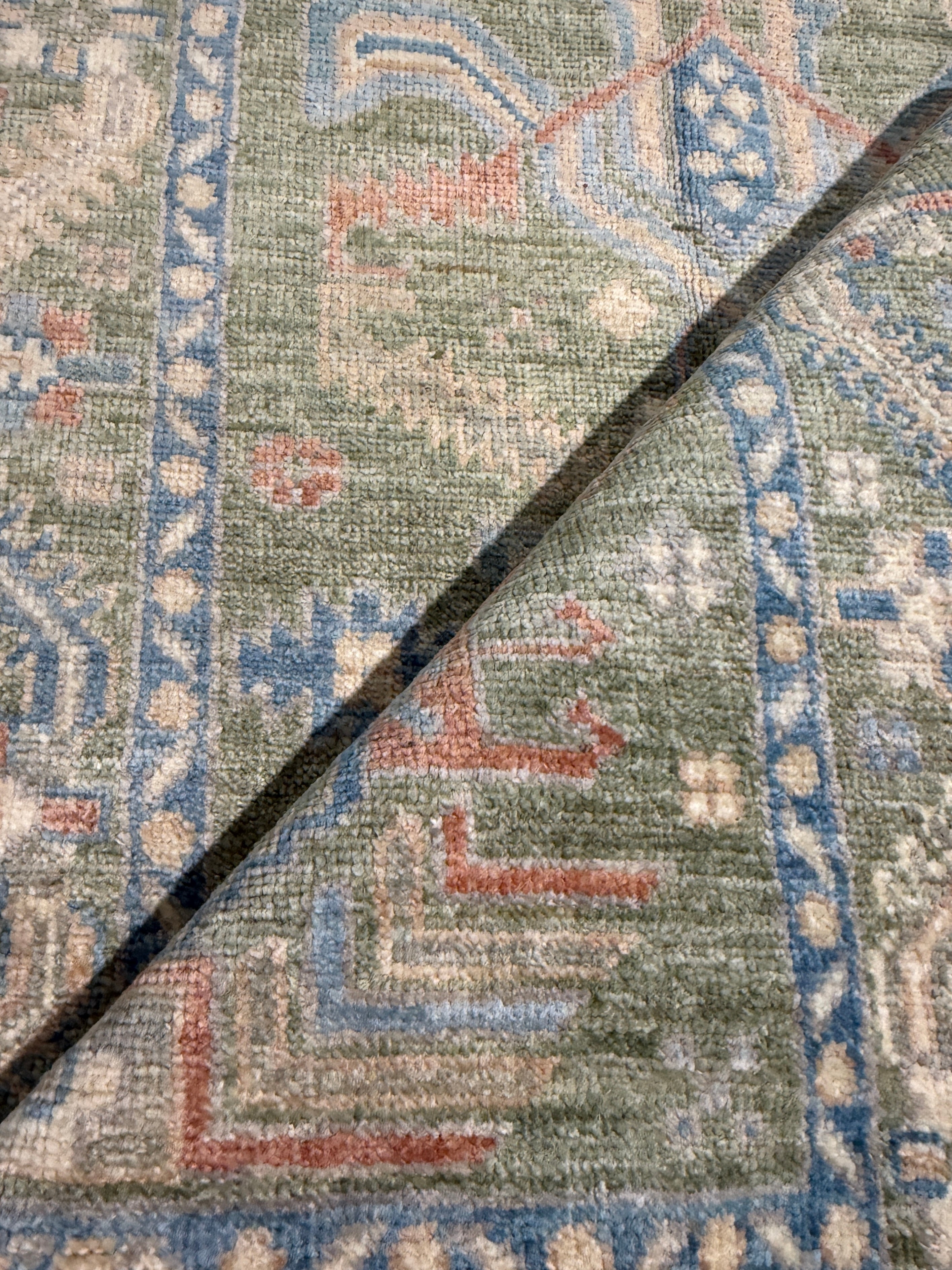 Robin Wright 2.9x8.3 Green Afghani Oushak Runner