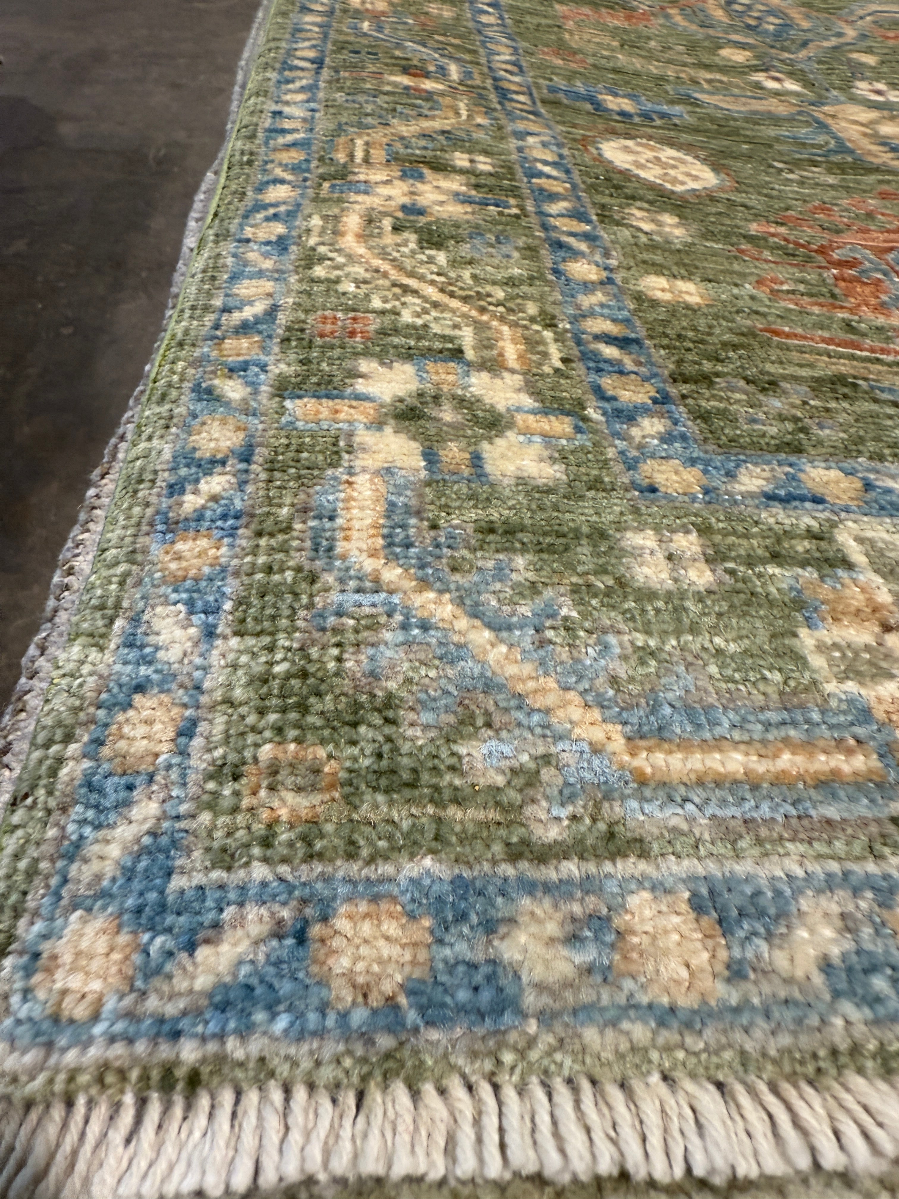 Tanya Moodie 2.8x8.3 Green Afghani Oushak Runner