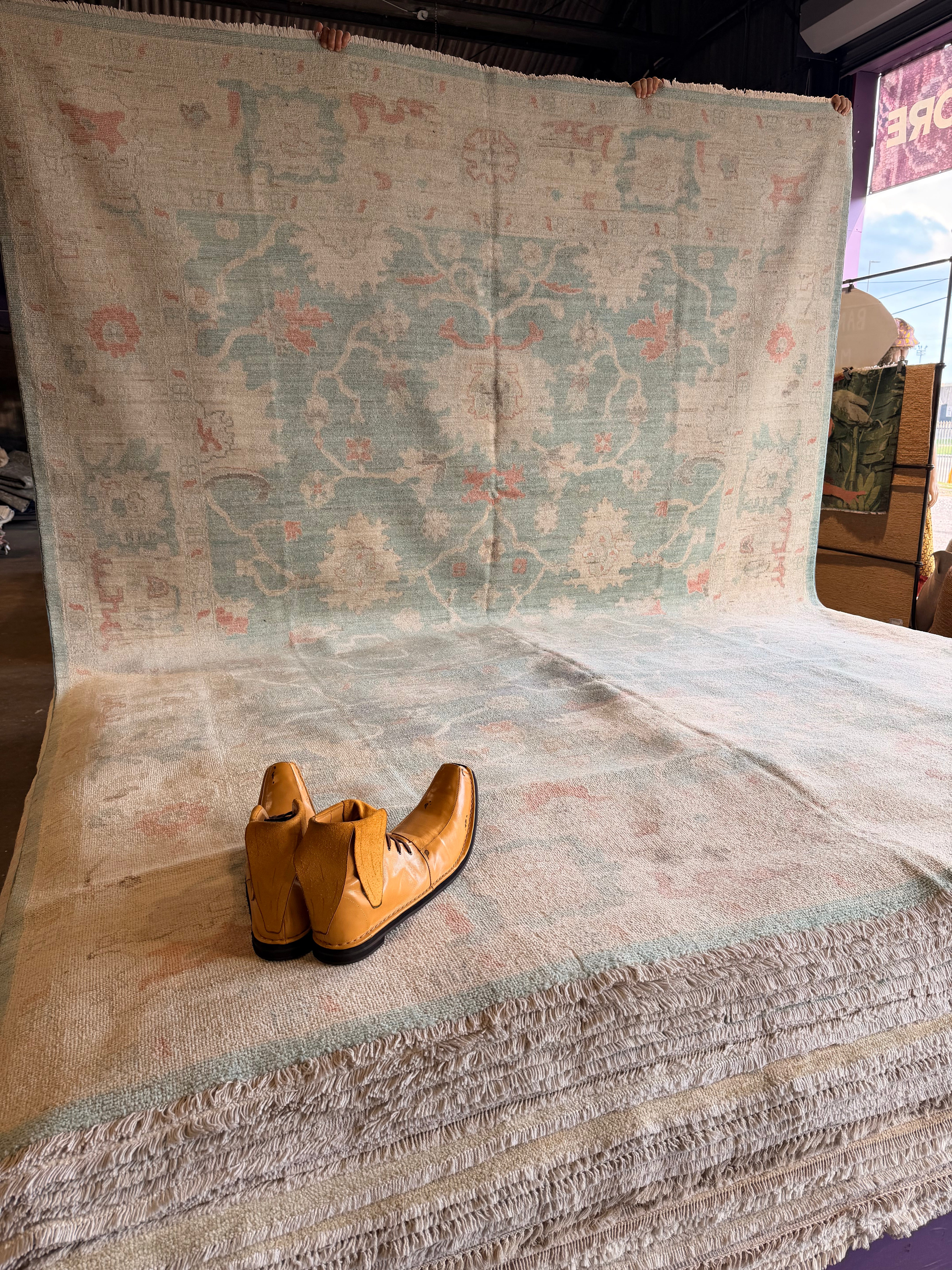 Molly Kim 9x11.11 Blue Afghani Whitewashed Oushak