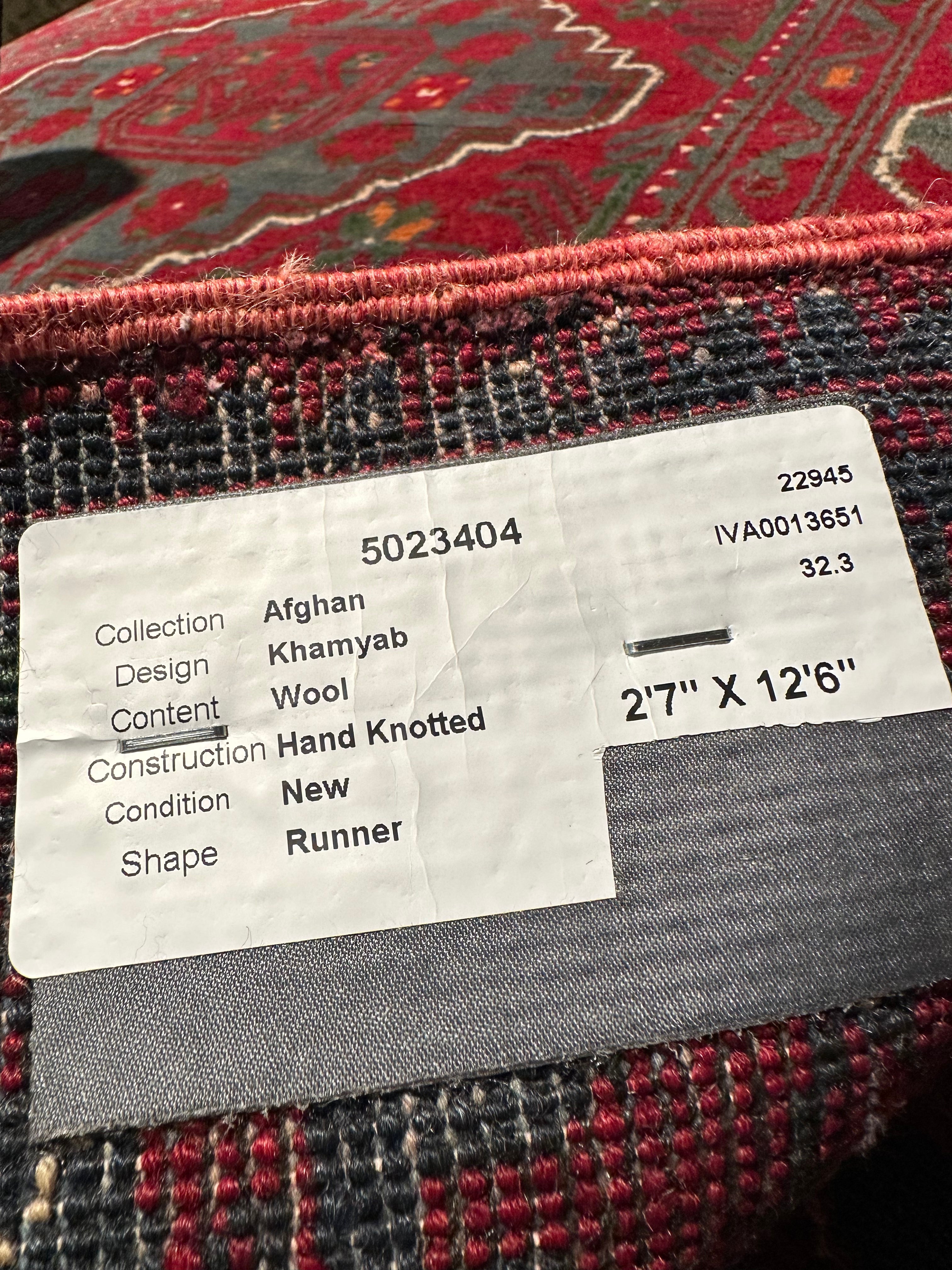 Layla Williams 2.7x12.6 Red Afghani Khamyab Runner