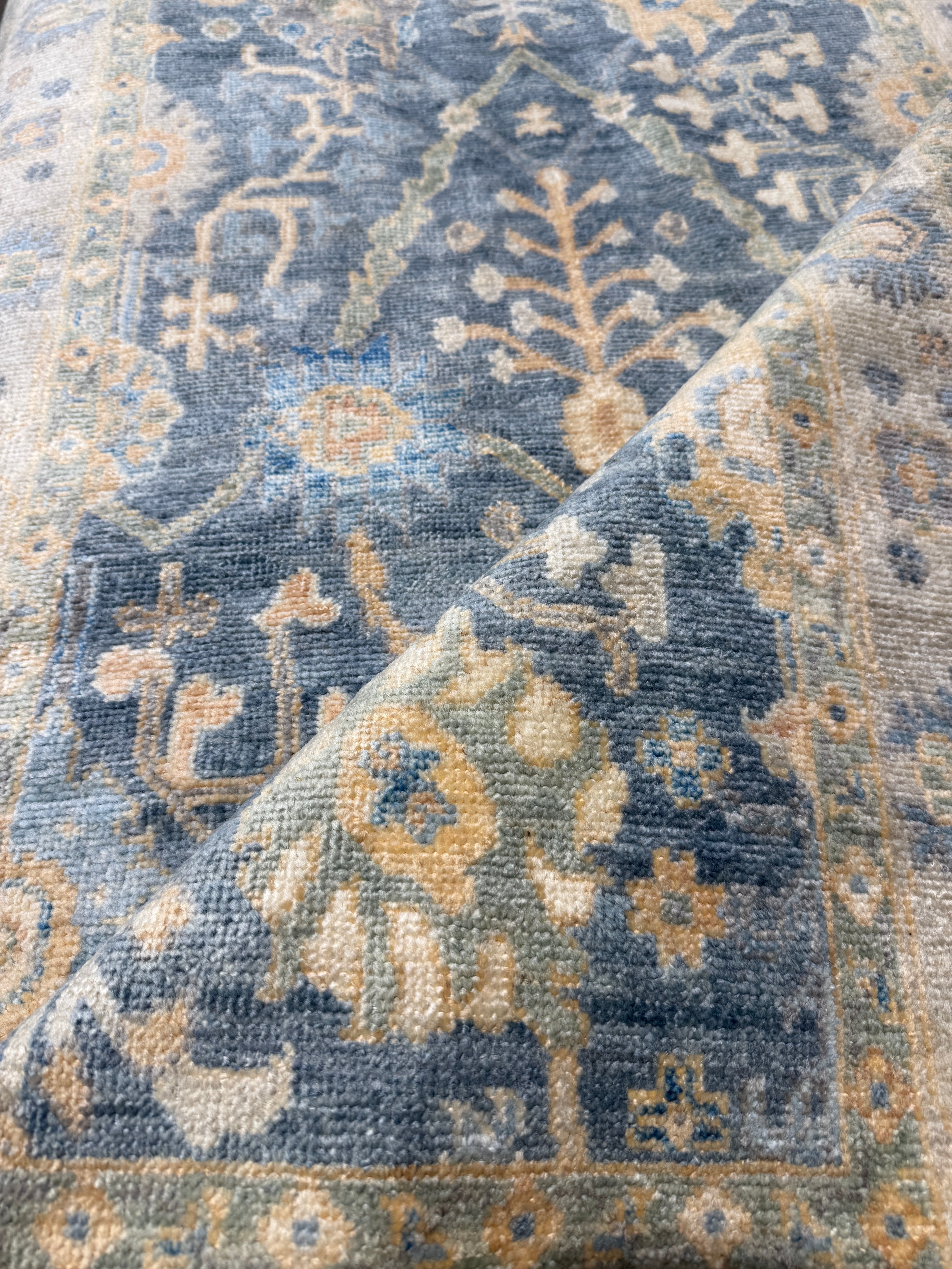 Isabella Russell 3x16.4 Blue Afghani Whitewashed Oushak Runner