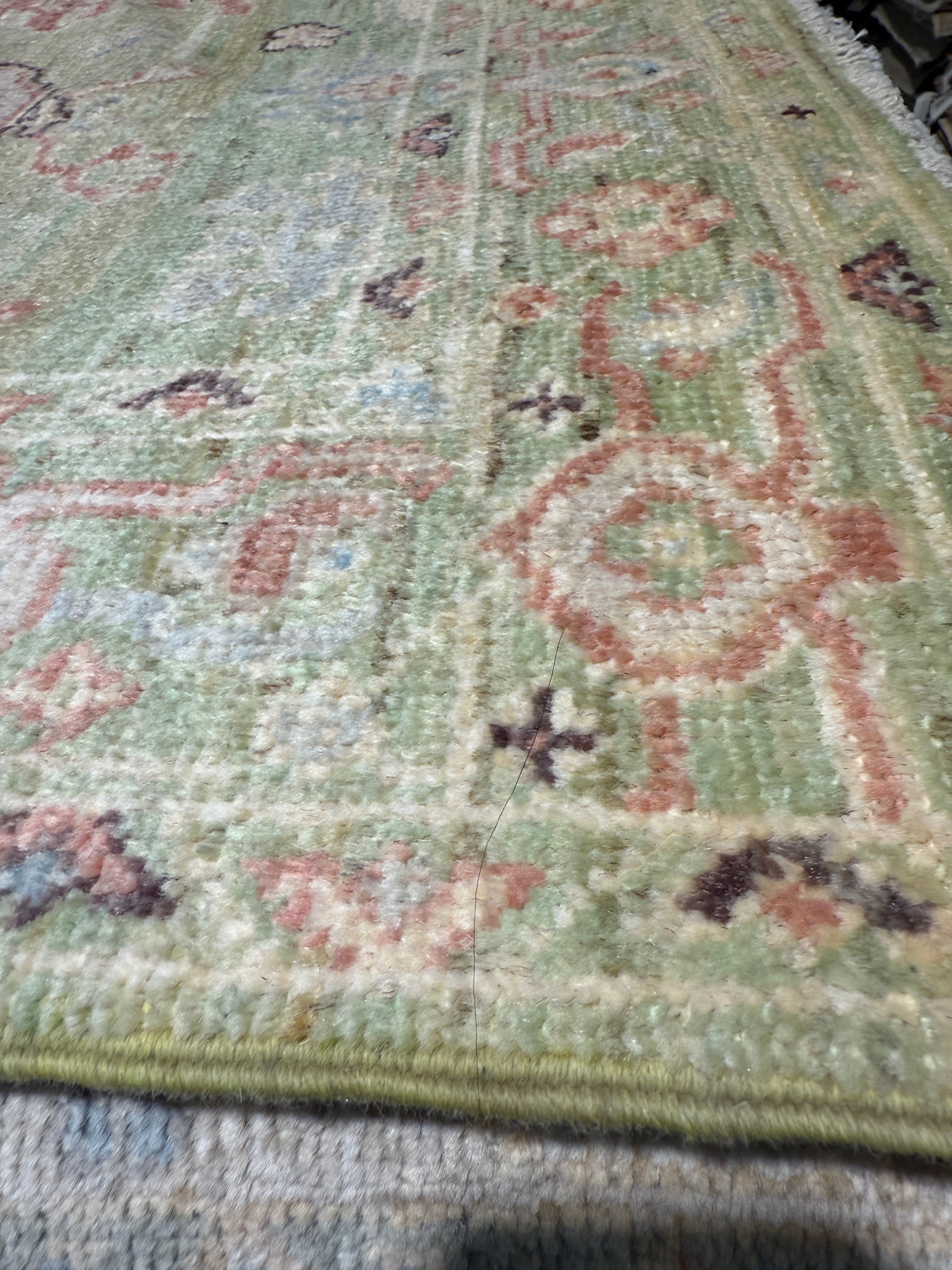 Laura Sanderson 2.8x11.10 Green Afghani Oushak Runner