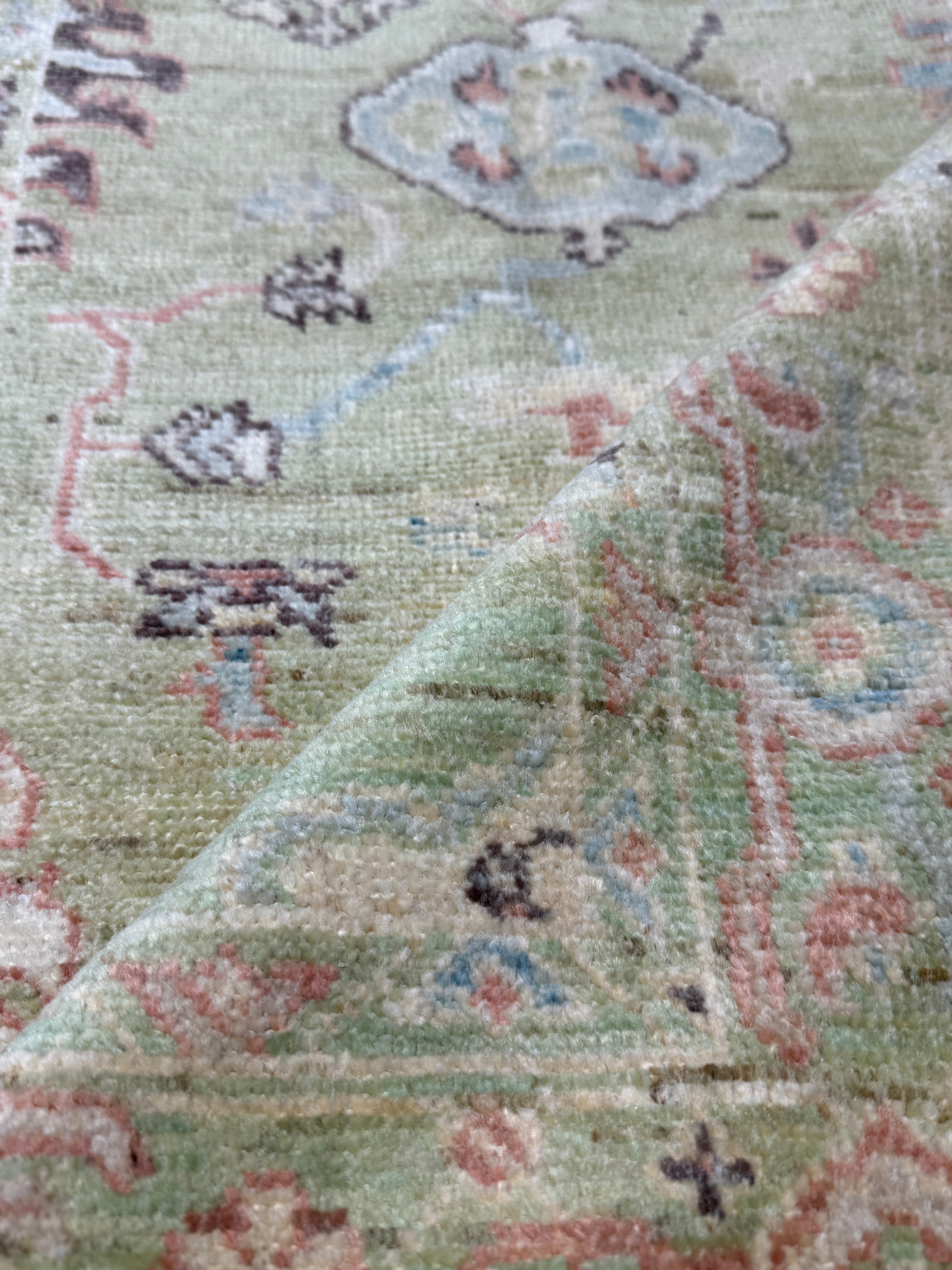 Laura Sanderson 2.8x11.10 Green Afghani Oushak Runner