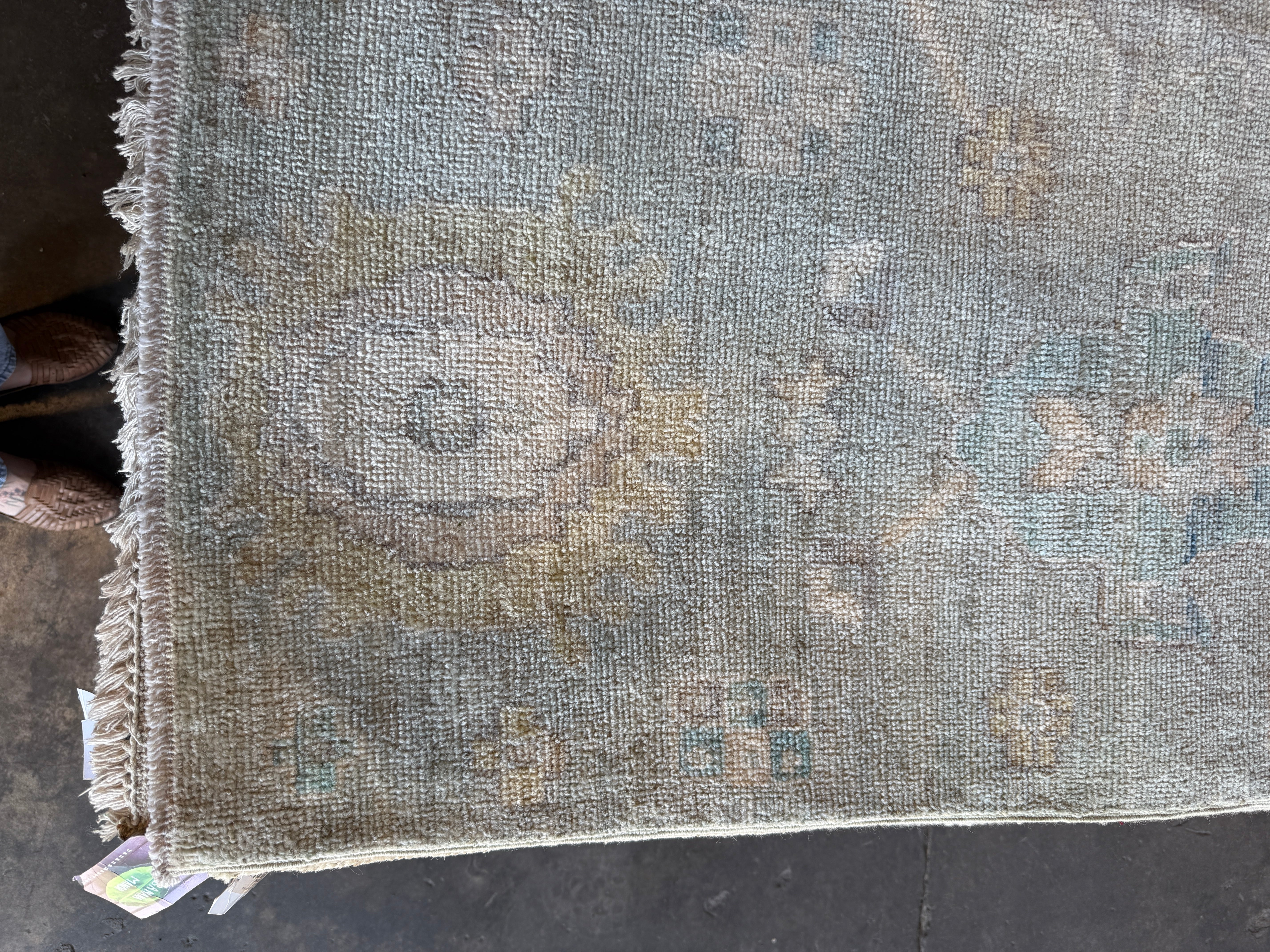 Cherry 9.1x11.10 Blue Afghani Whitewashed Oushak