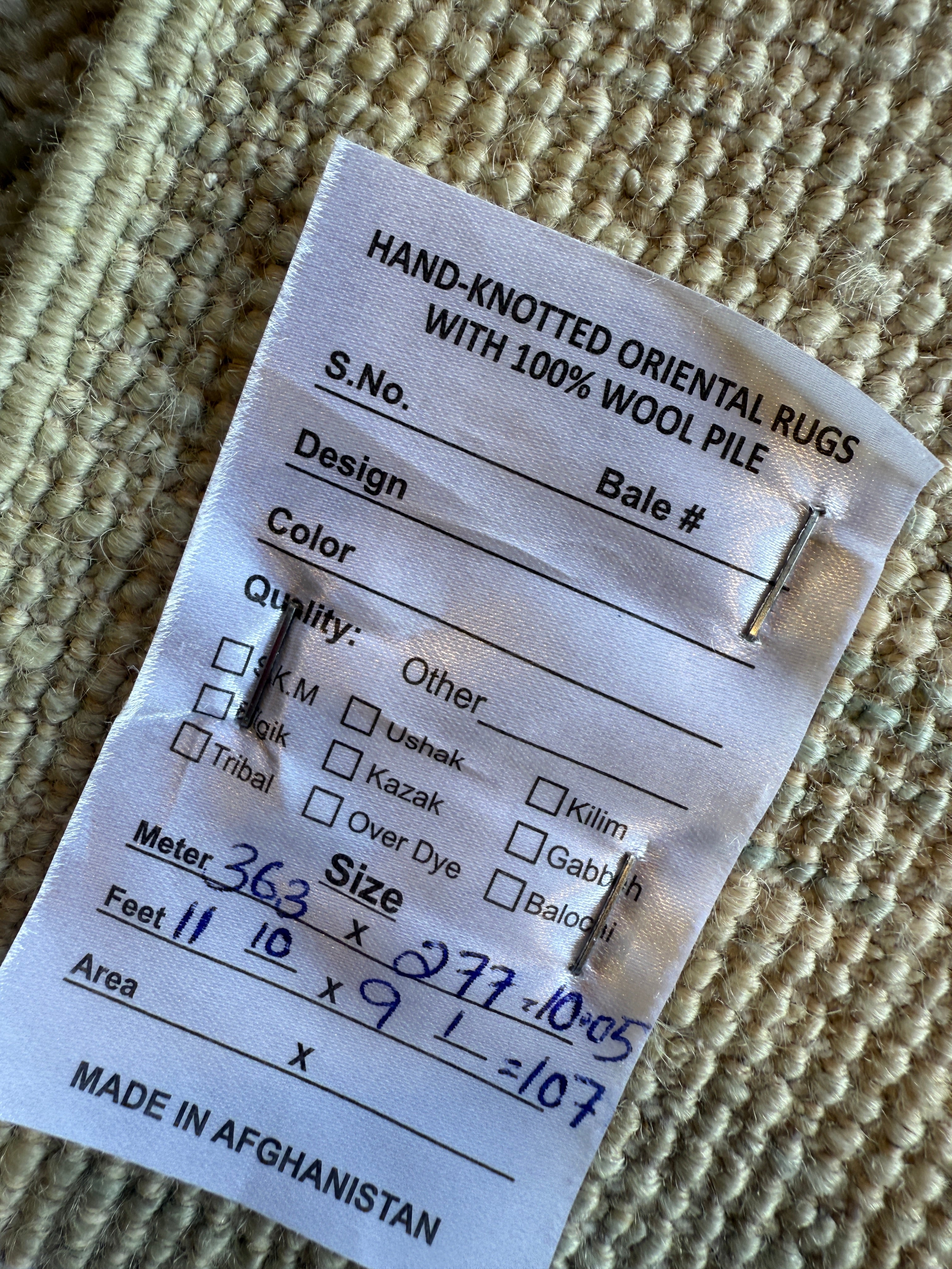 Cherry 9.1x11.10 Blue Afghani Whitewashed Oushak