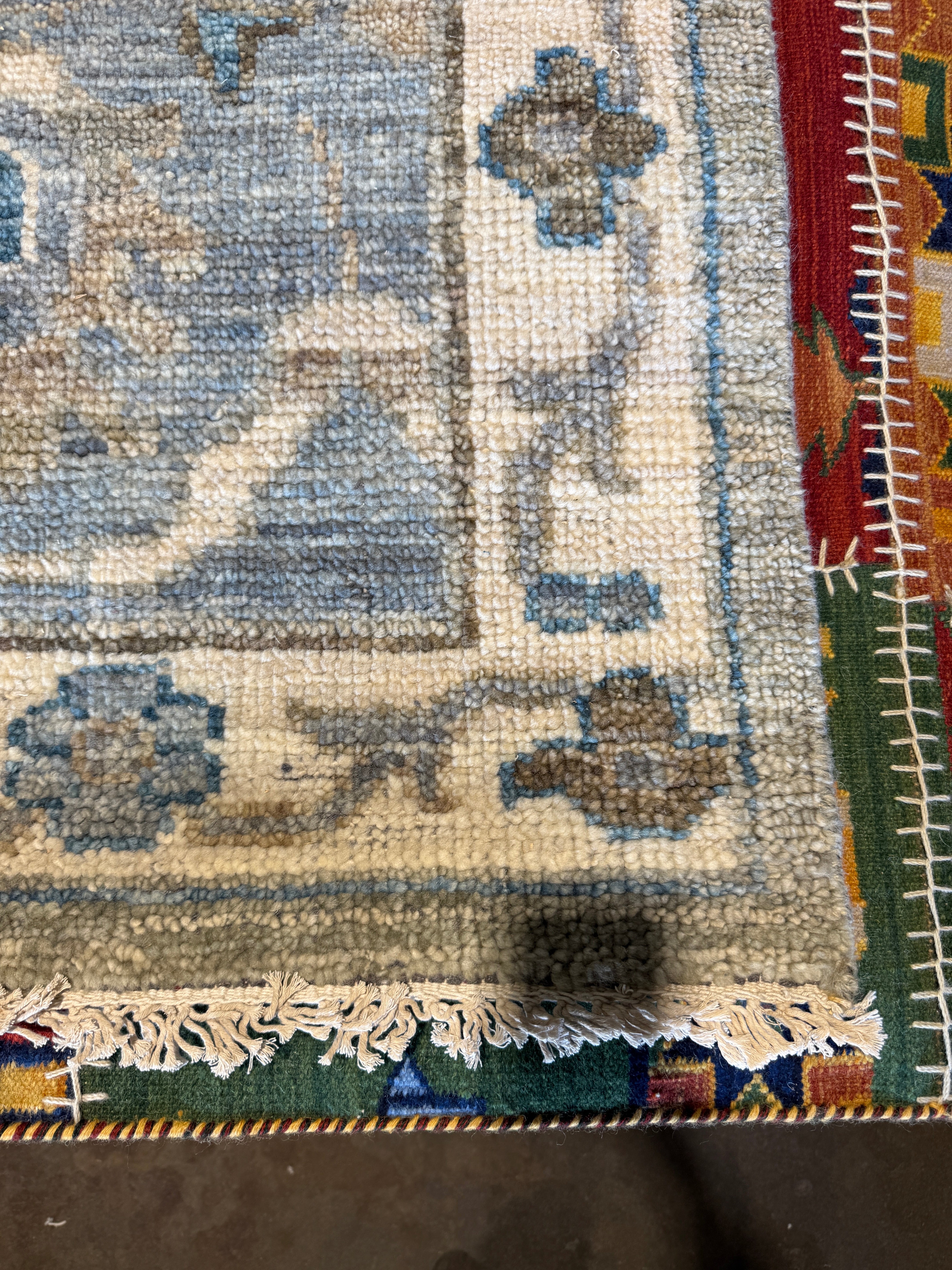 Lottie 12x15.3 Blue Hand-Knotted Oushak