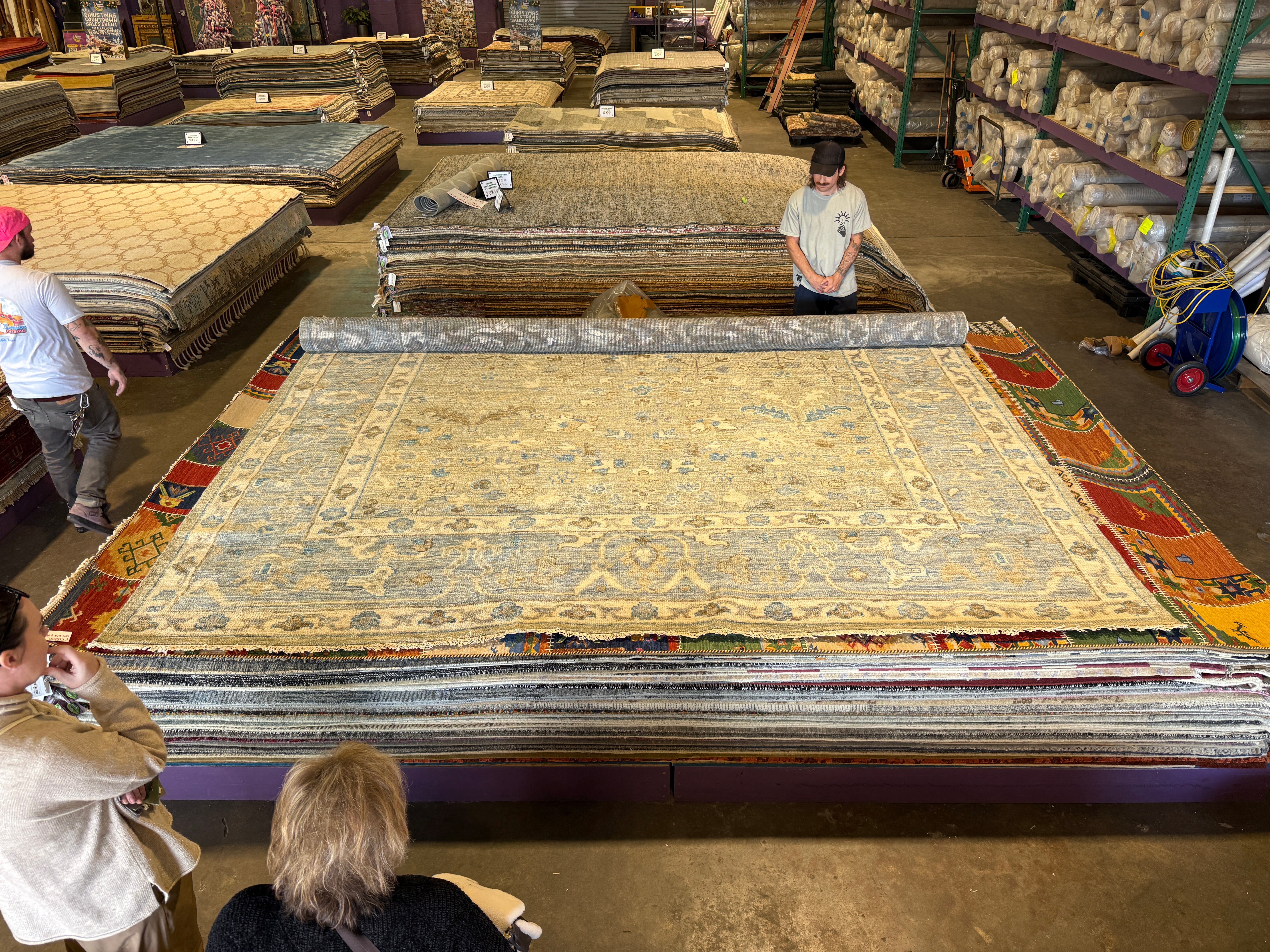 Lottie 12x15.3 Blue Hand-Knotted Oushak