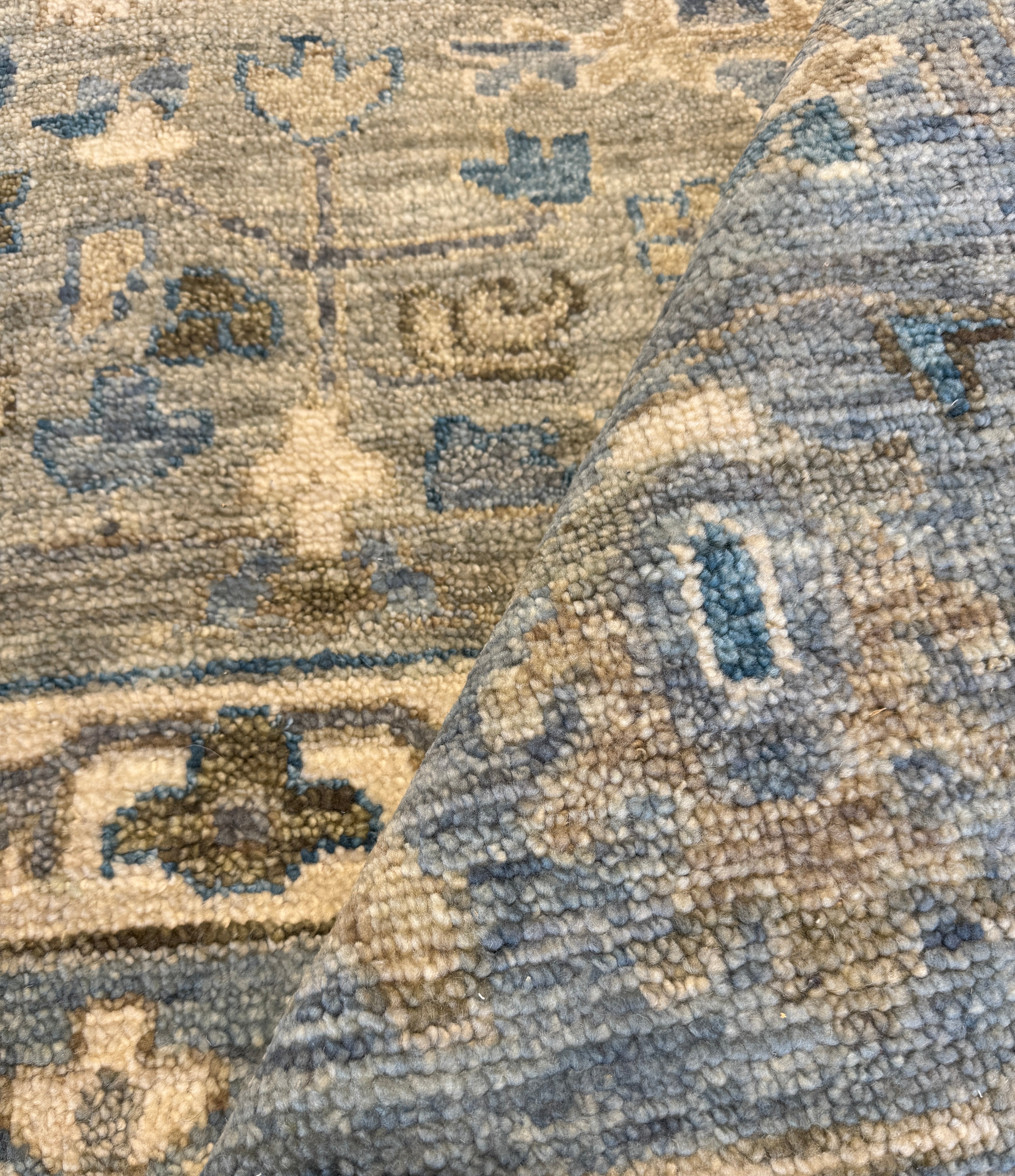 Lottie 12x15.3 Blue Hand-Knotted Oushak