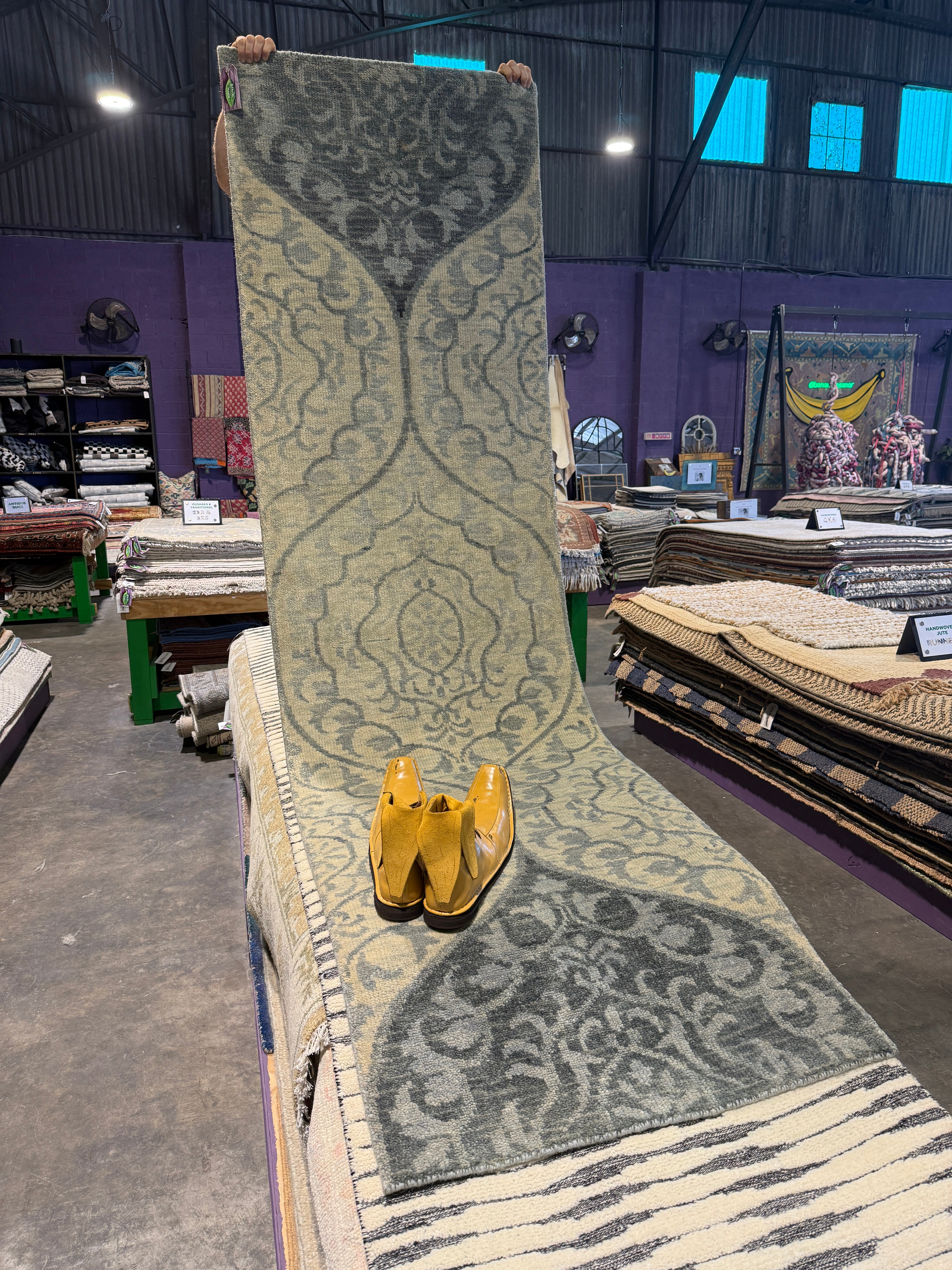 Rochelle 2.6x9 Grey Hand-Knotted Modern Runner