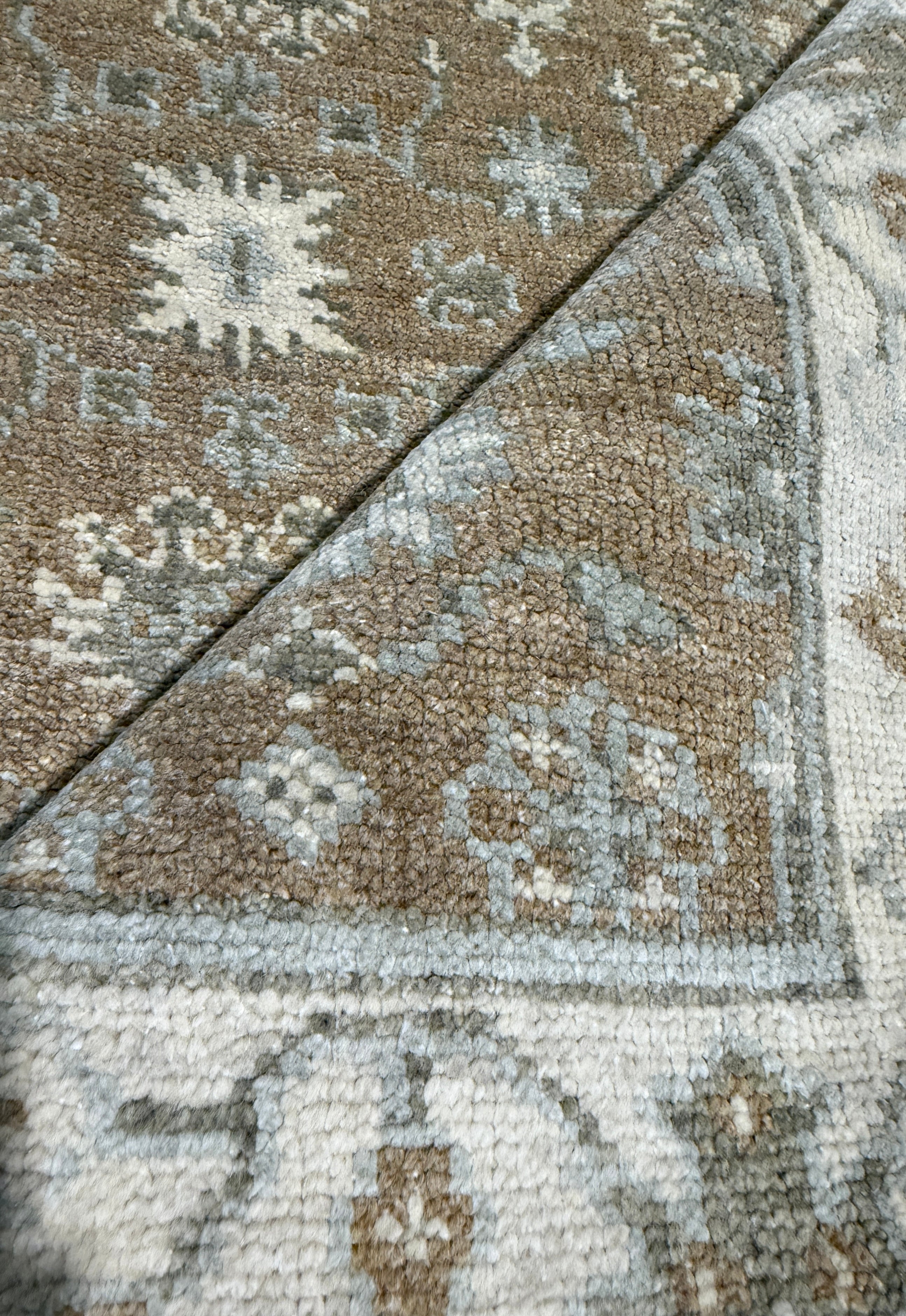 Heidi Hochturm 3.6x8 Brown and Tan Hand-Knotted Oushak Rug