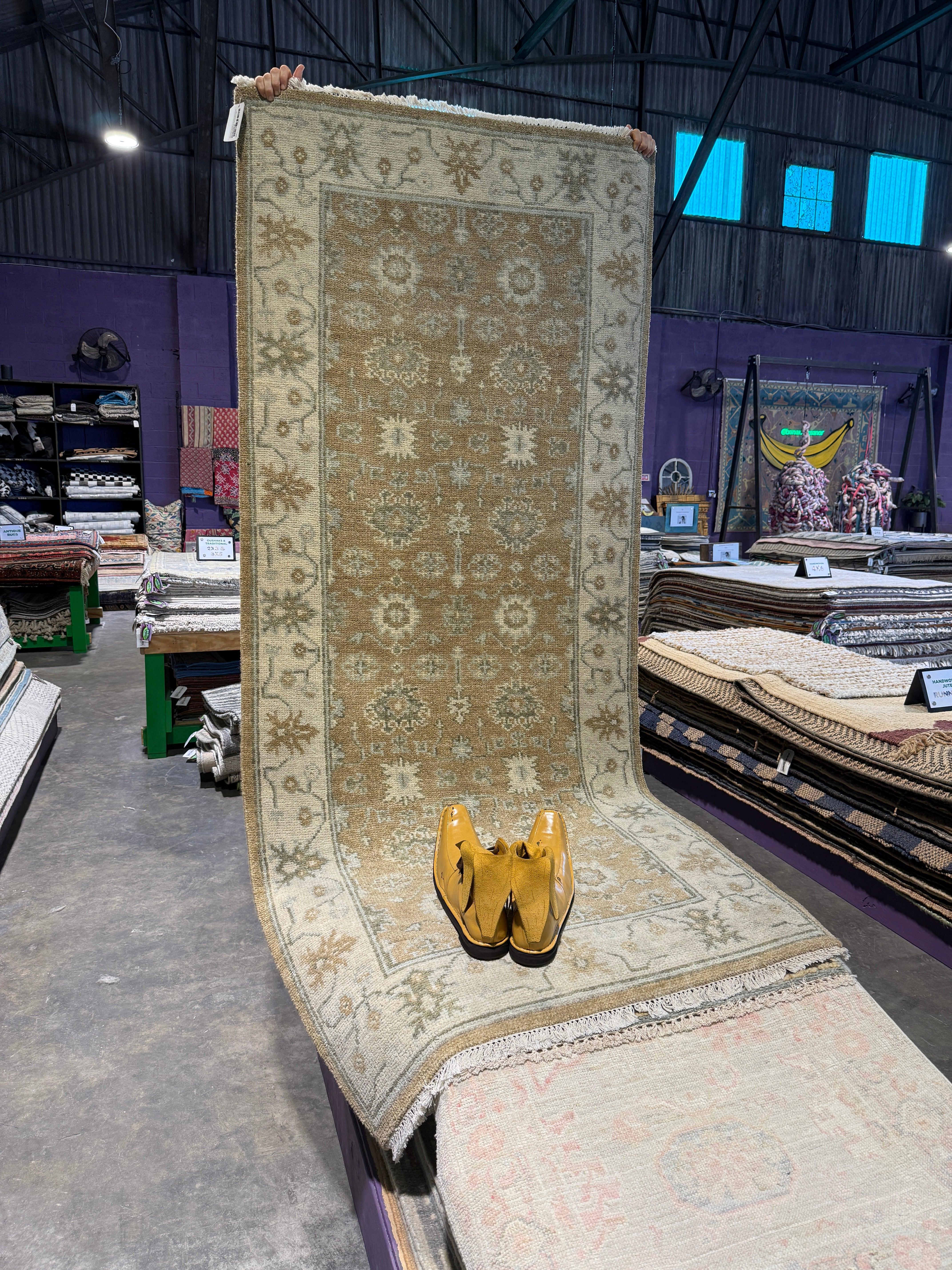 Heidi Hochturm 3.6x8 Brown and Tan Hand-Knotted Oushak Rug