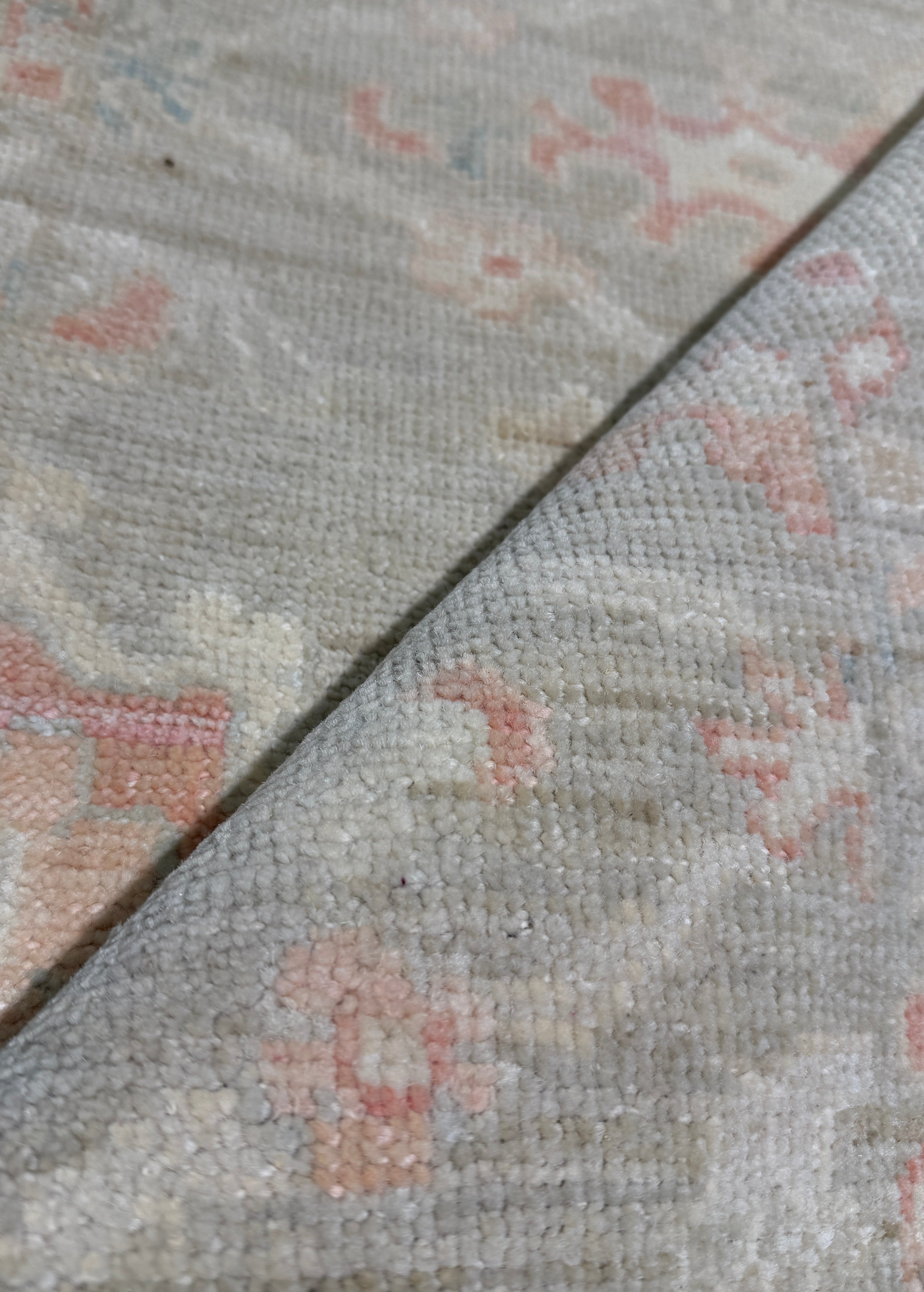 Rebecca Ferguson 2.10x7.10 Blue and Pink Whitewashed Afghani Oushak Runner