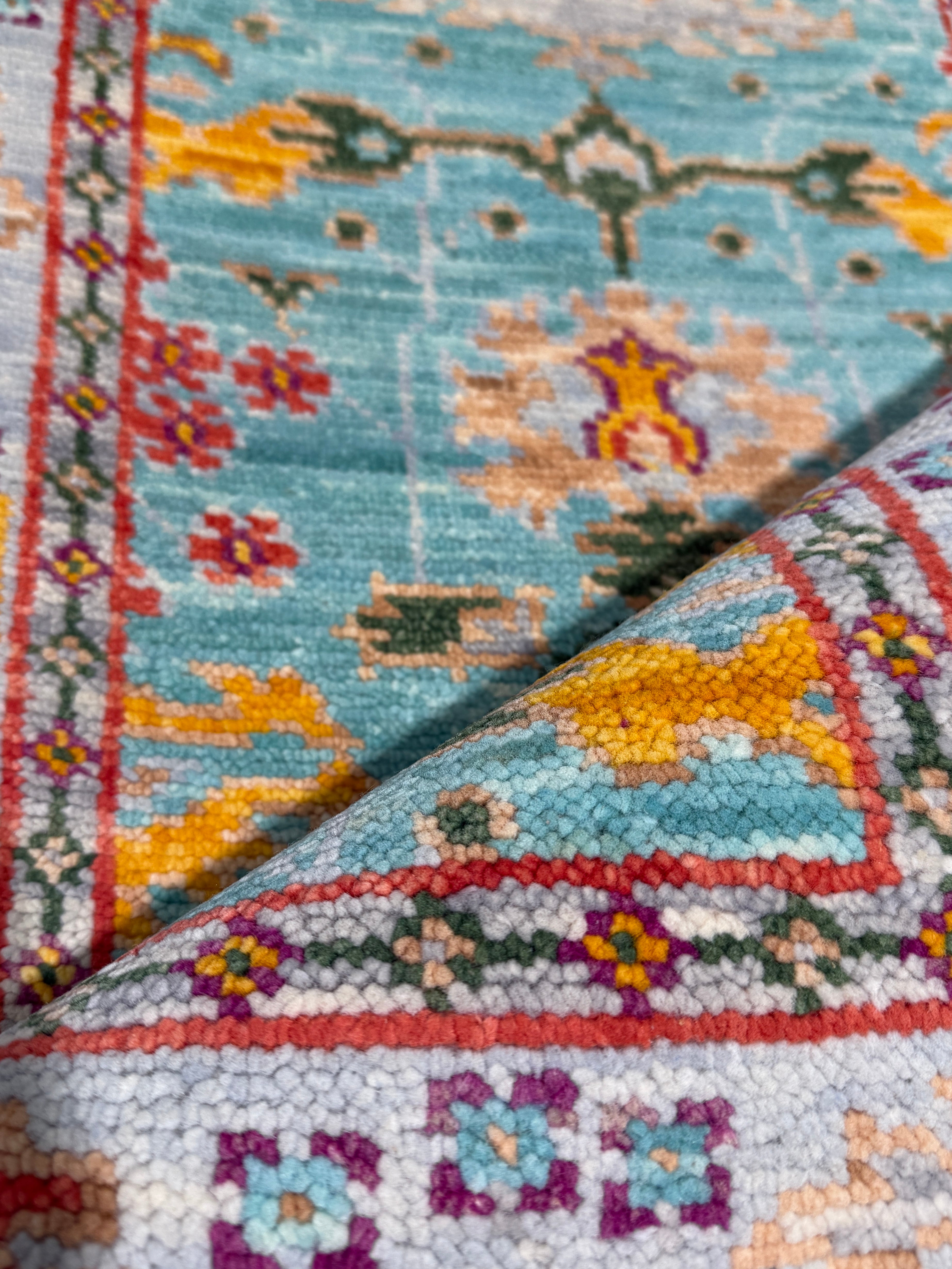 June 2.9x8 Blue Hand-Knotted Oushak Runner