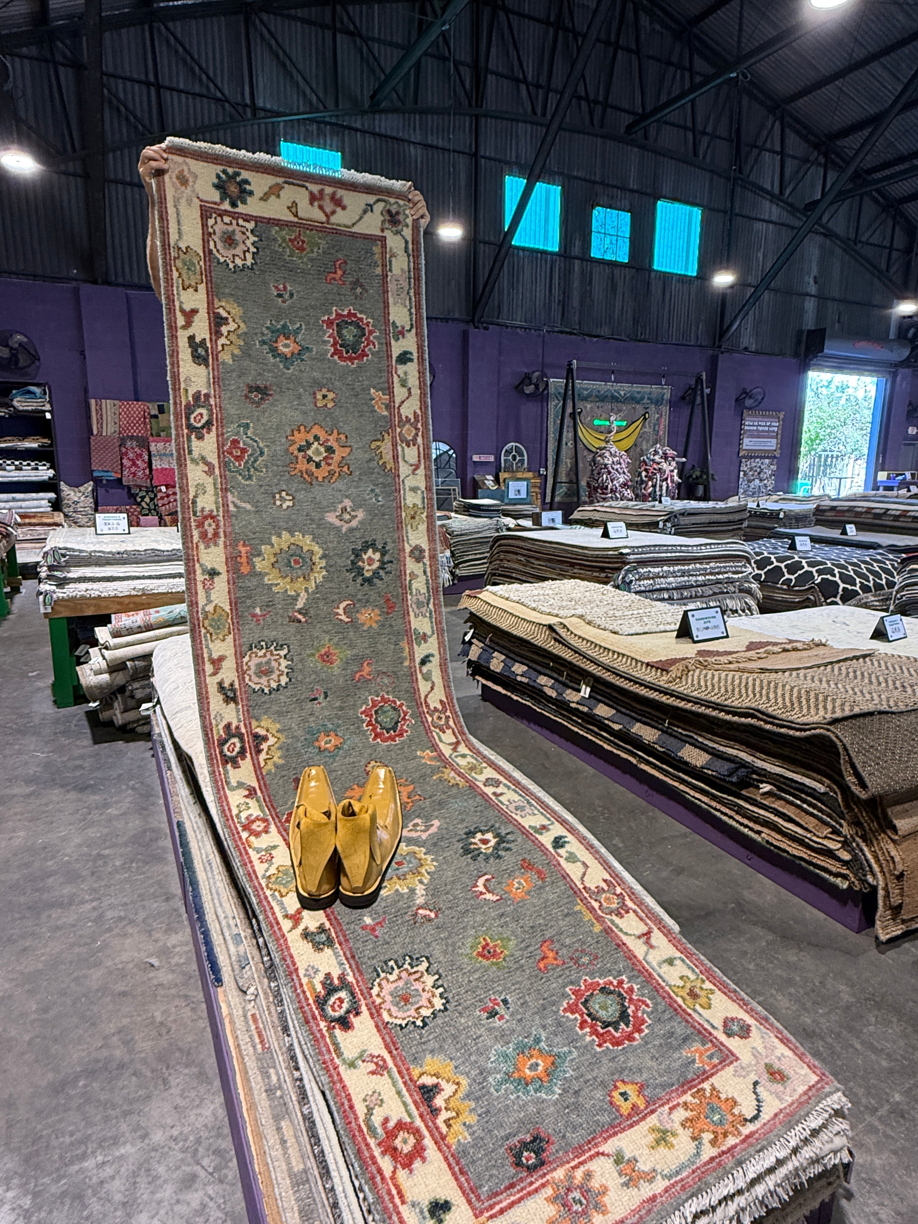 Rene 2.6x10 Grey & Ivory Hand-Knotted Oushak Runner