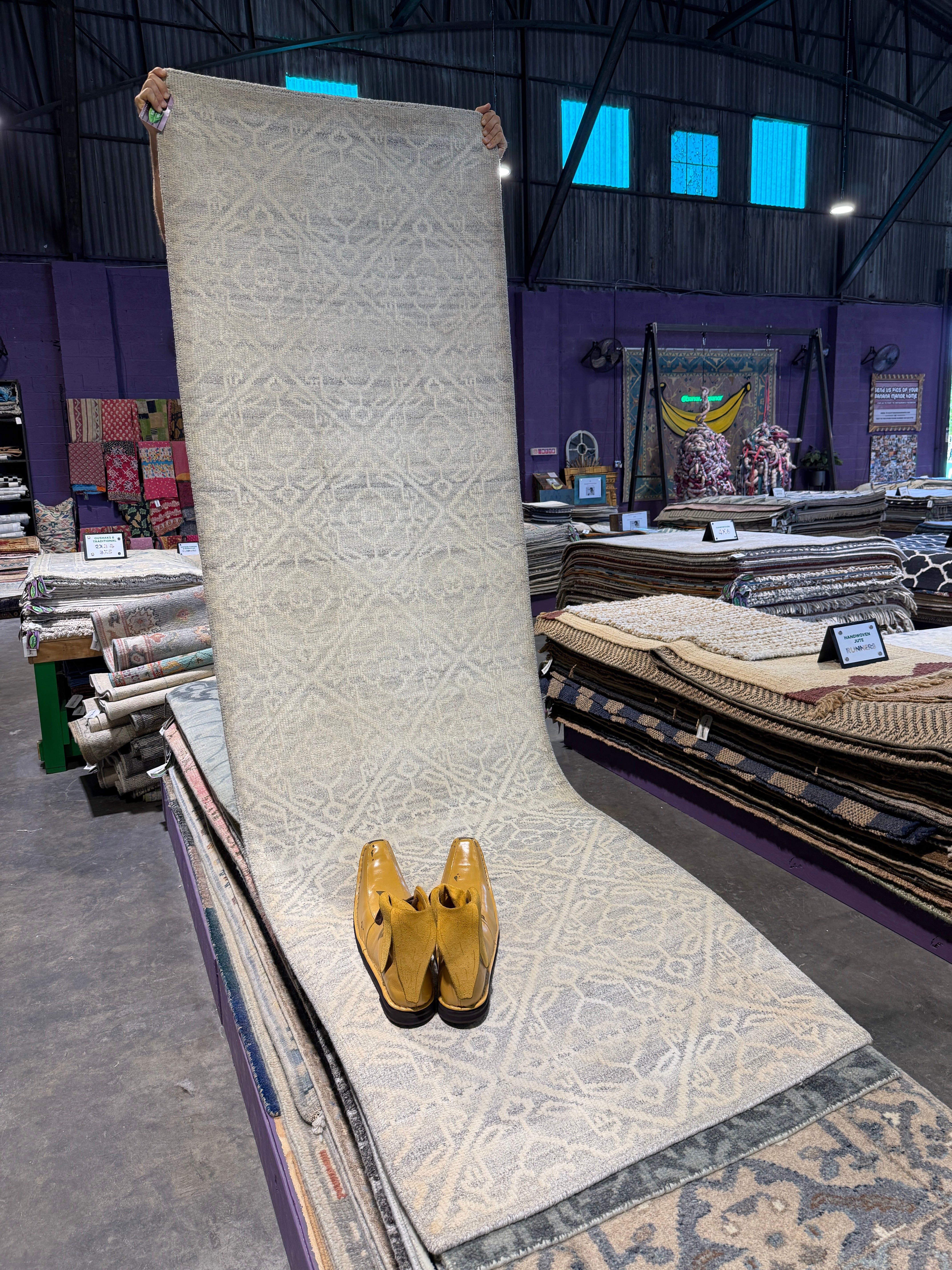 Cheryl Van Duyne 2.9x8.9 Silver and  Grey Hand-Knotted Runner Rug