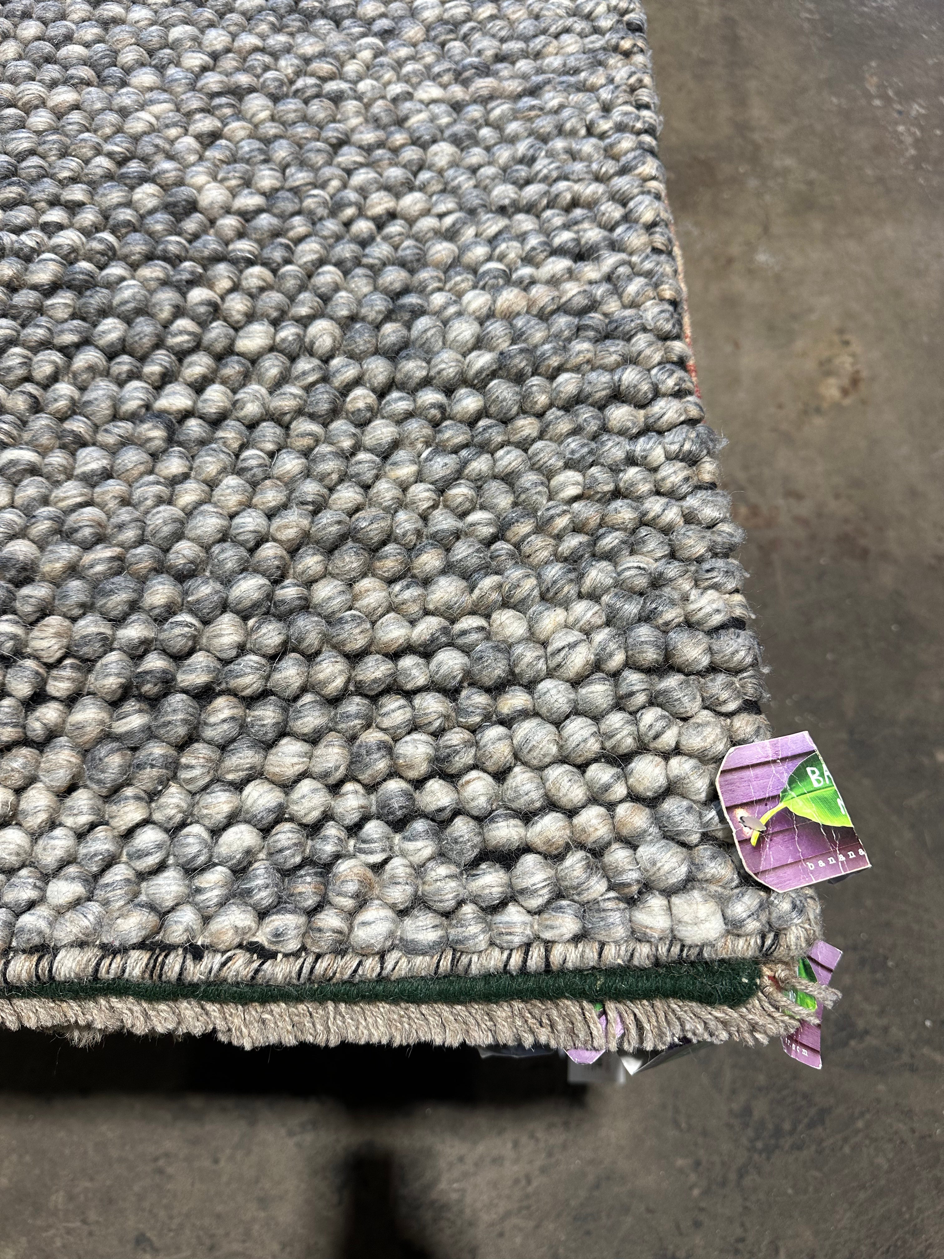 Vittorio Alfieri Handwoven Wool Durrie Natural Grey Loop (Multiple Sizes Available)