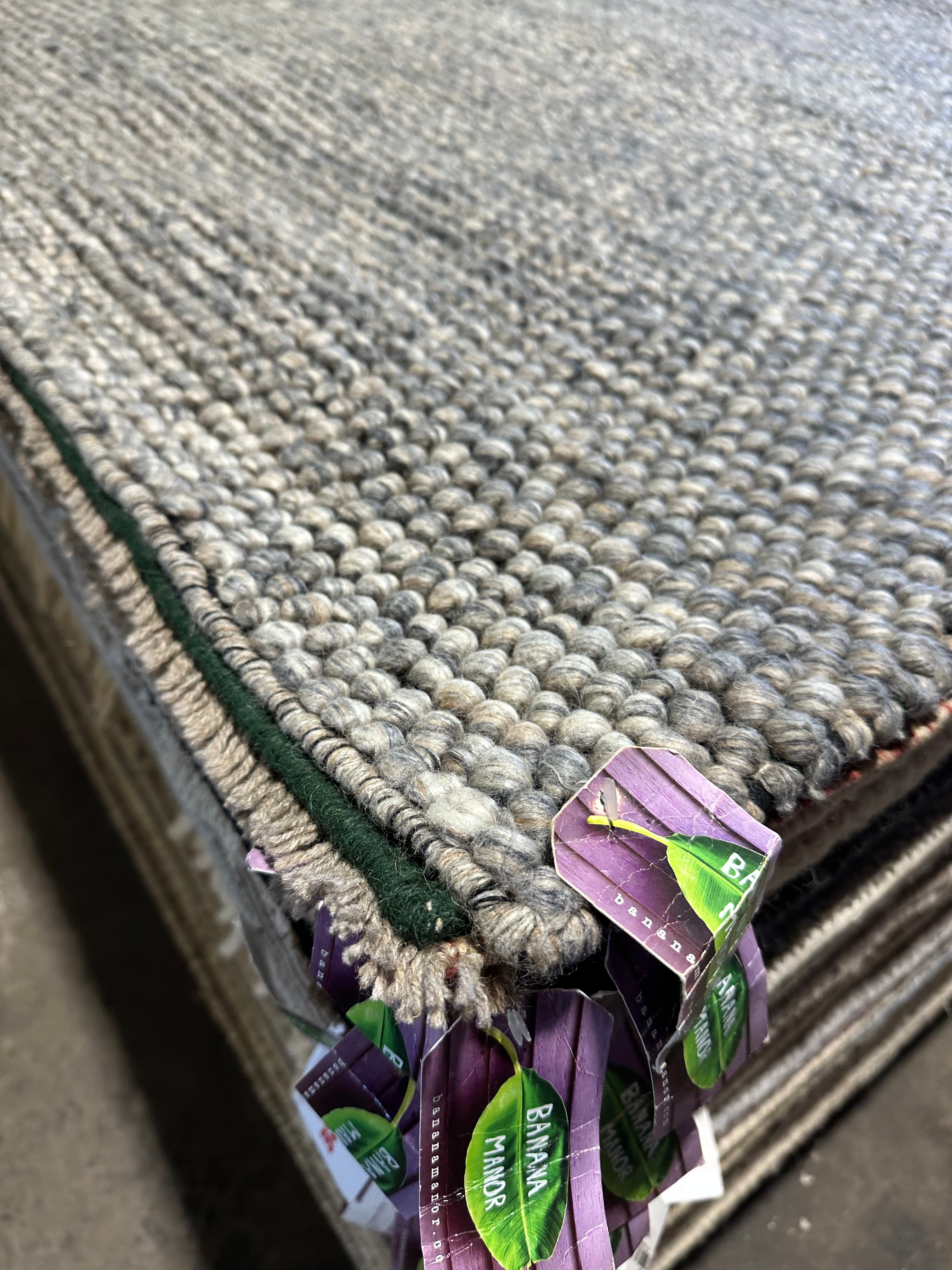 Vittorio Alfieri Handwoven Wool Durrie Natural Grey Loop (Multiple Sizes Available)