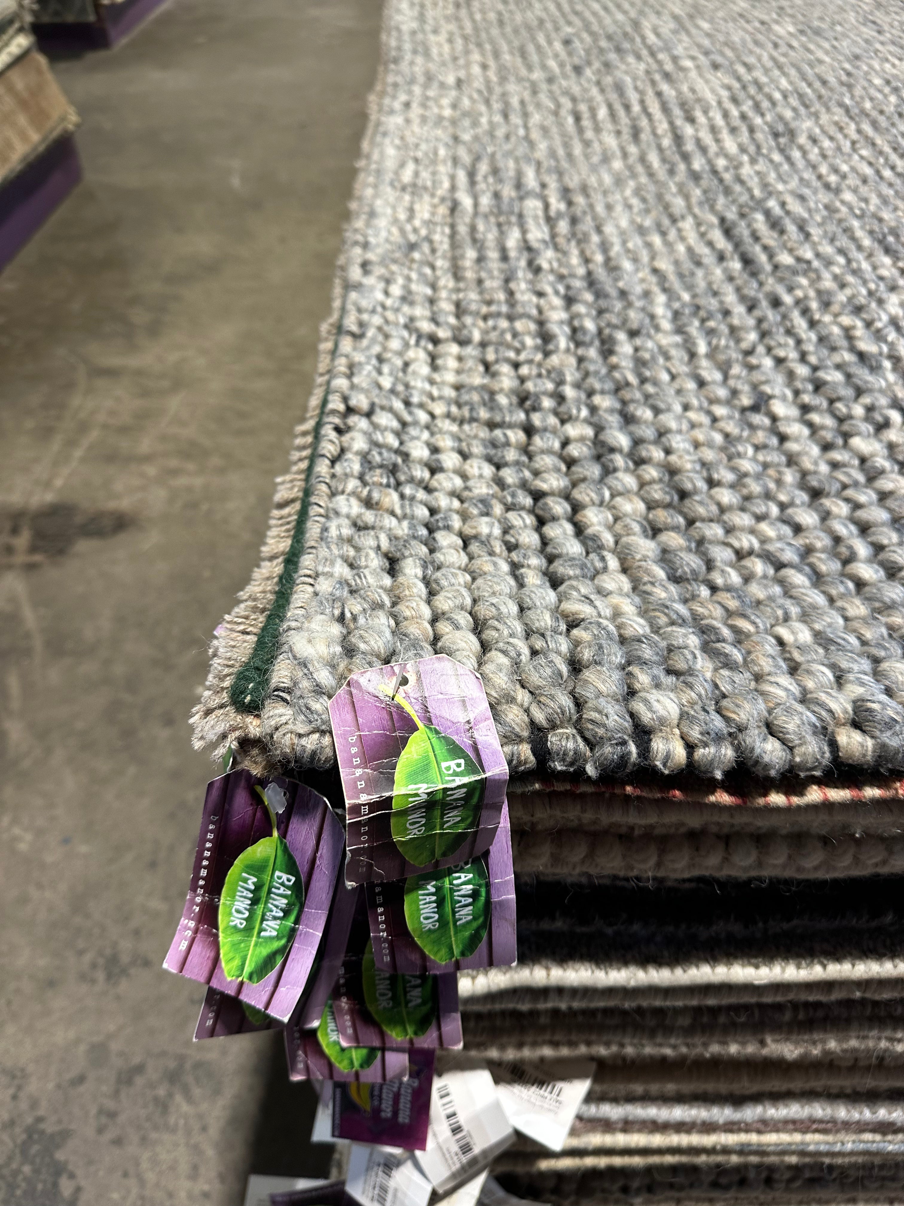 Vittorio Alfieri Handwoven Wool Durrie Natural Grey Loop (Multiple Sizes Available)