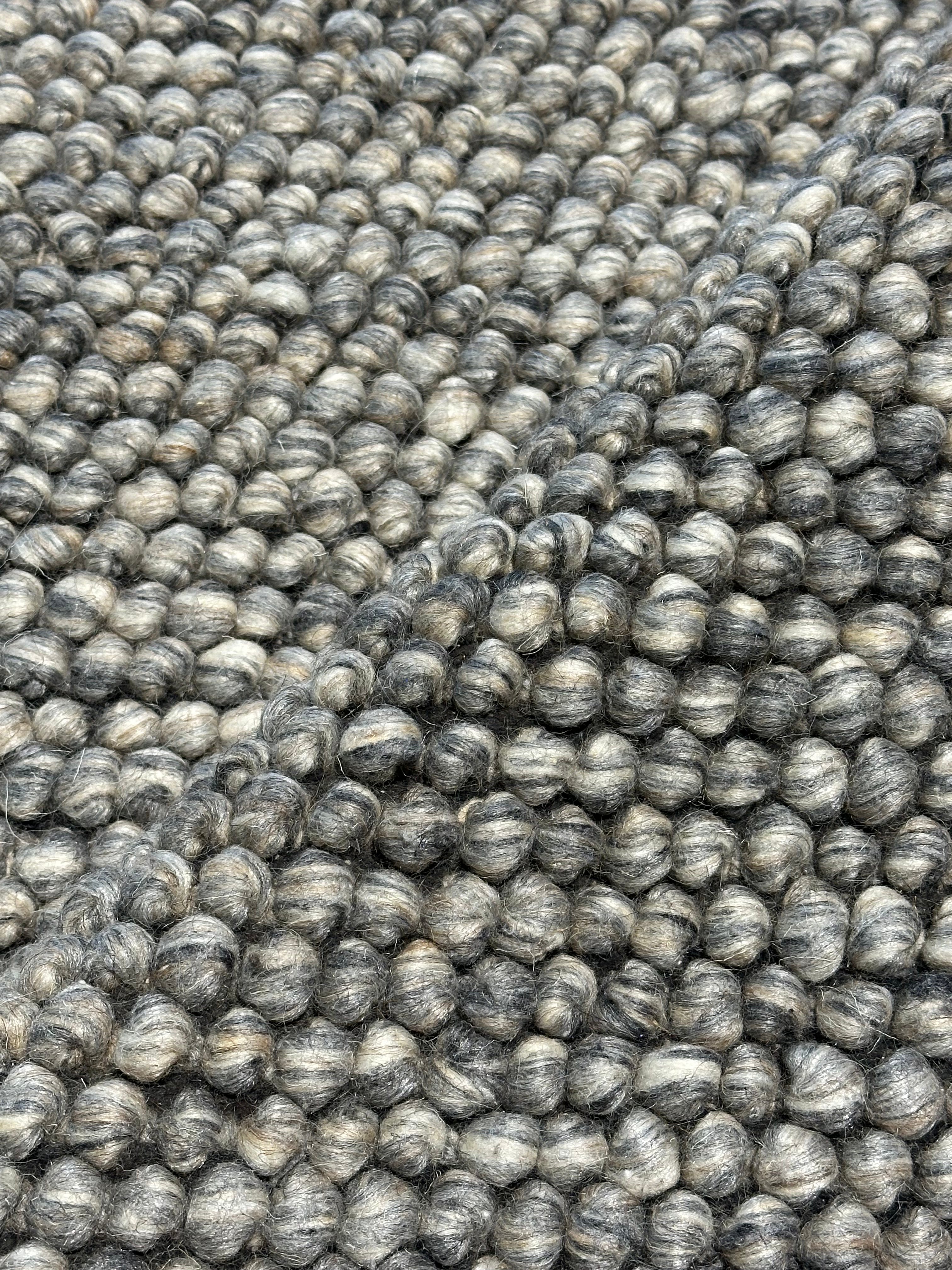 Vittorio Alfieri Handwoven Wool Durrie Natural Grey Loop (Multiple Sizes Available)