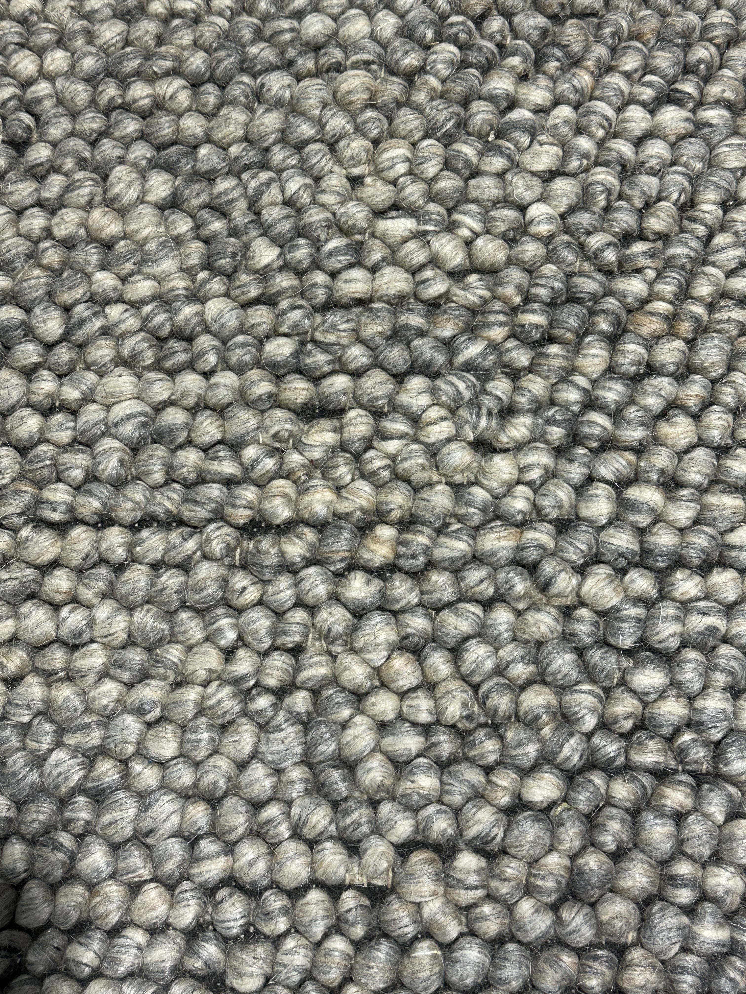 Vittorio Alfieri Handwoven Wool Durrie Natural Grey Loop (Multiple Sizes Available)