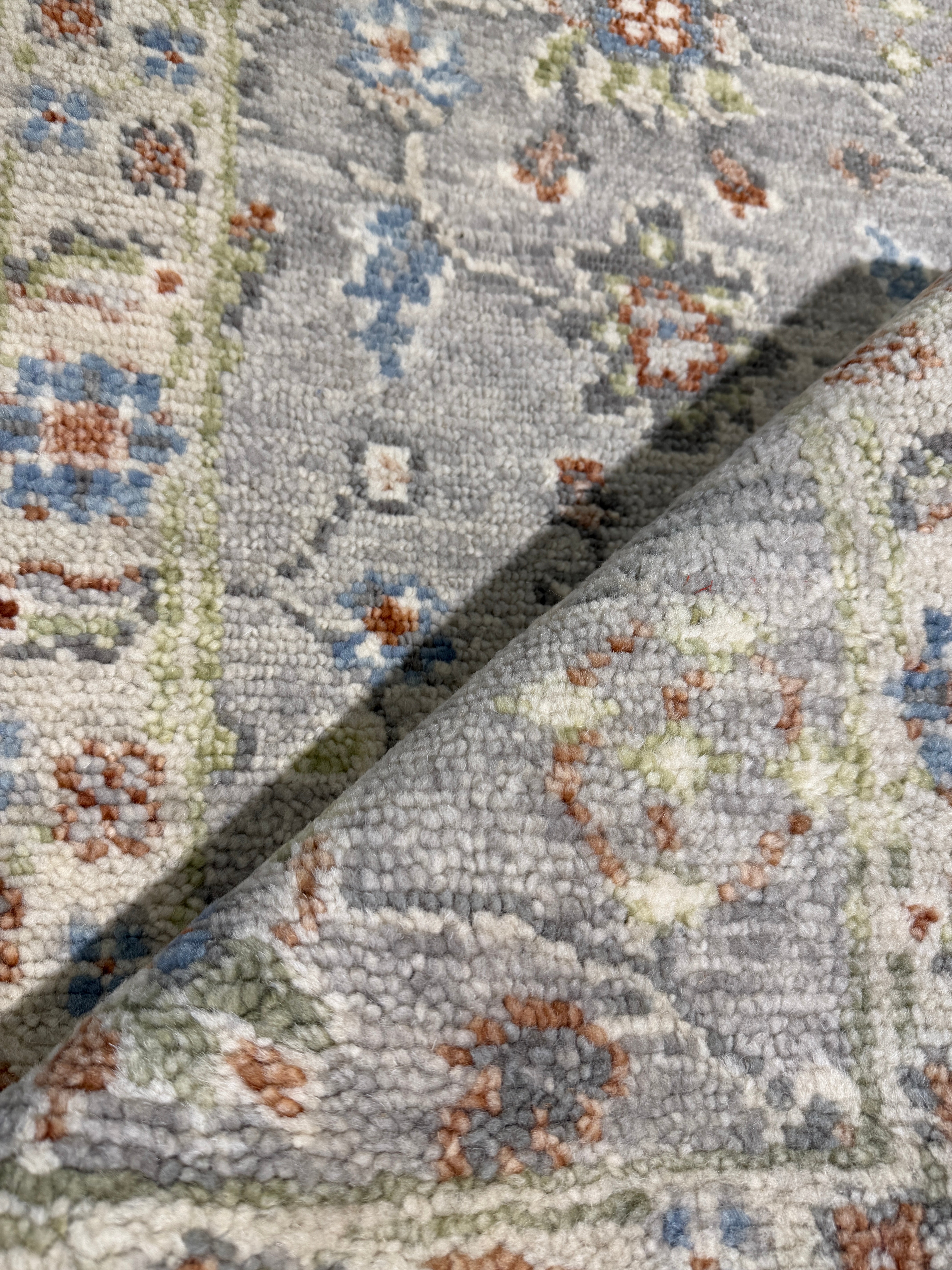 Winona Ryder Hand-Knotted Ivory & Grey Oushak Runner Rug (Multiple Sizes)