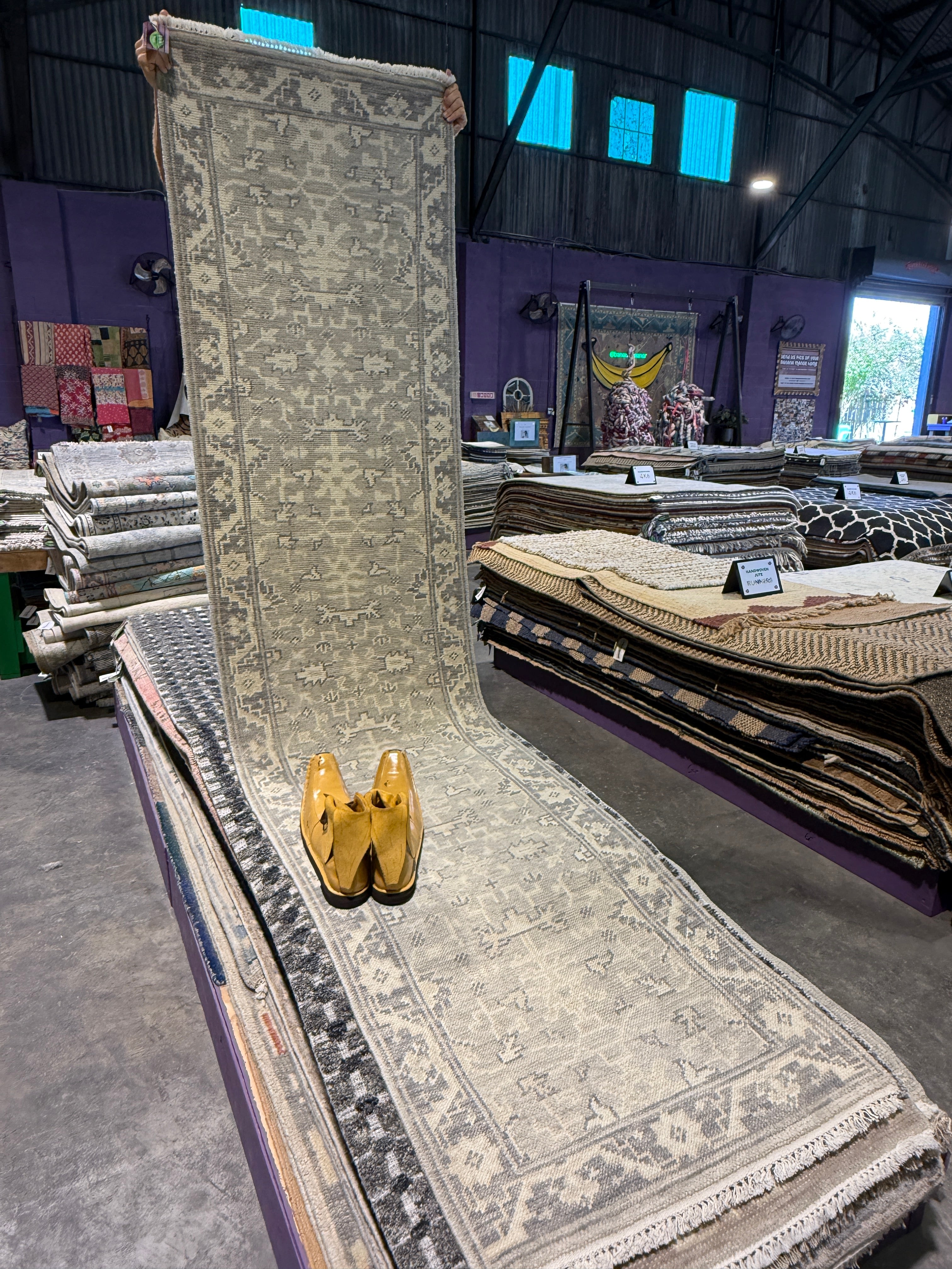 Villarreal 2.6x9.9 Hand-Knotted Grey & Silver Turkish Oushak