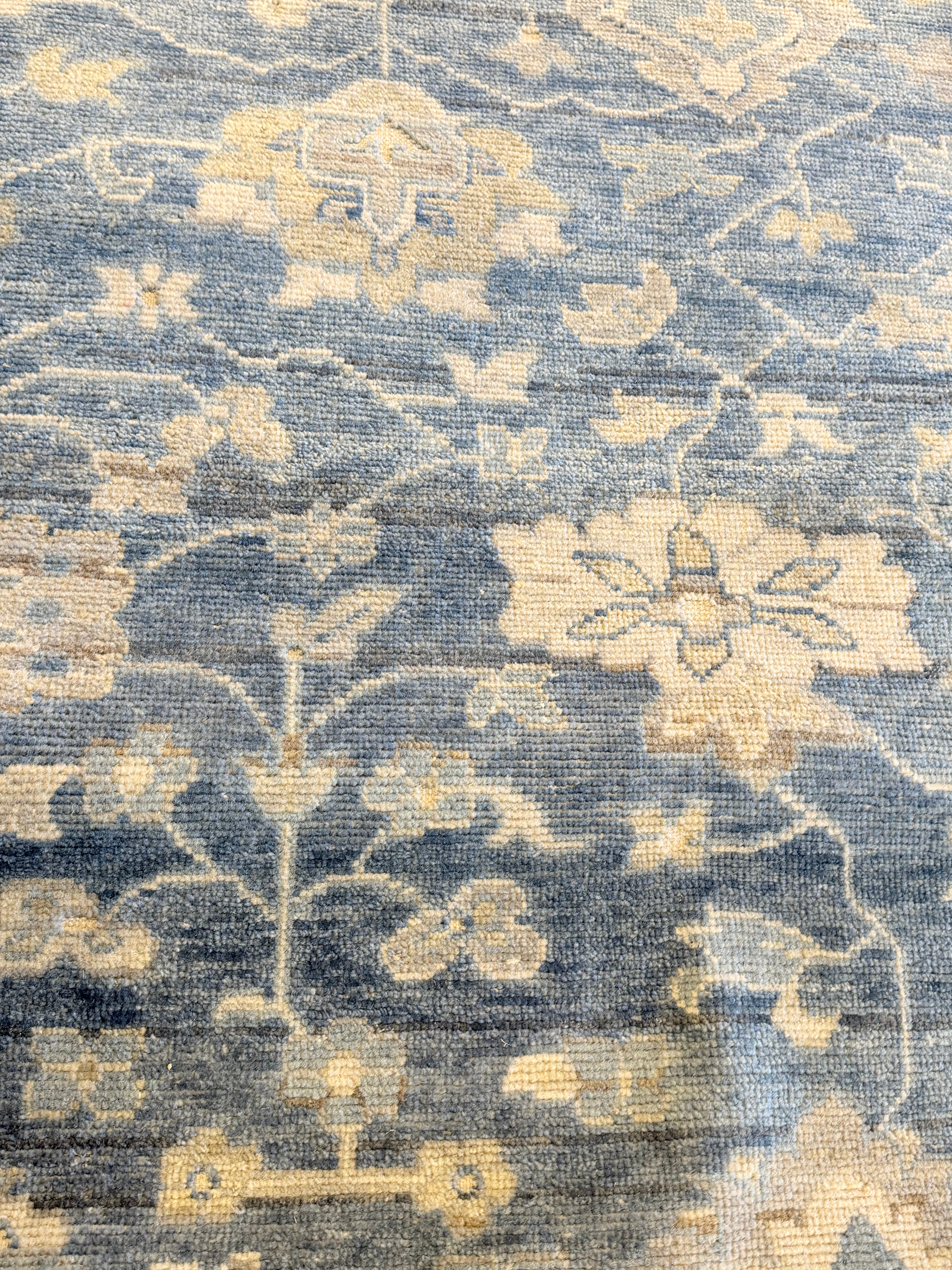 Romeo 9x12 Blue and Beige Hand-Knotted Oushak Rug