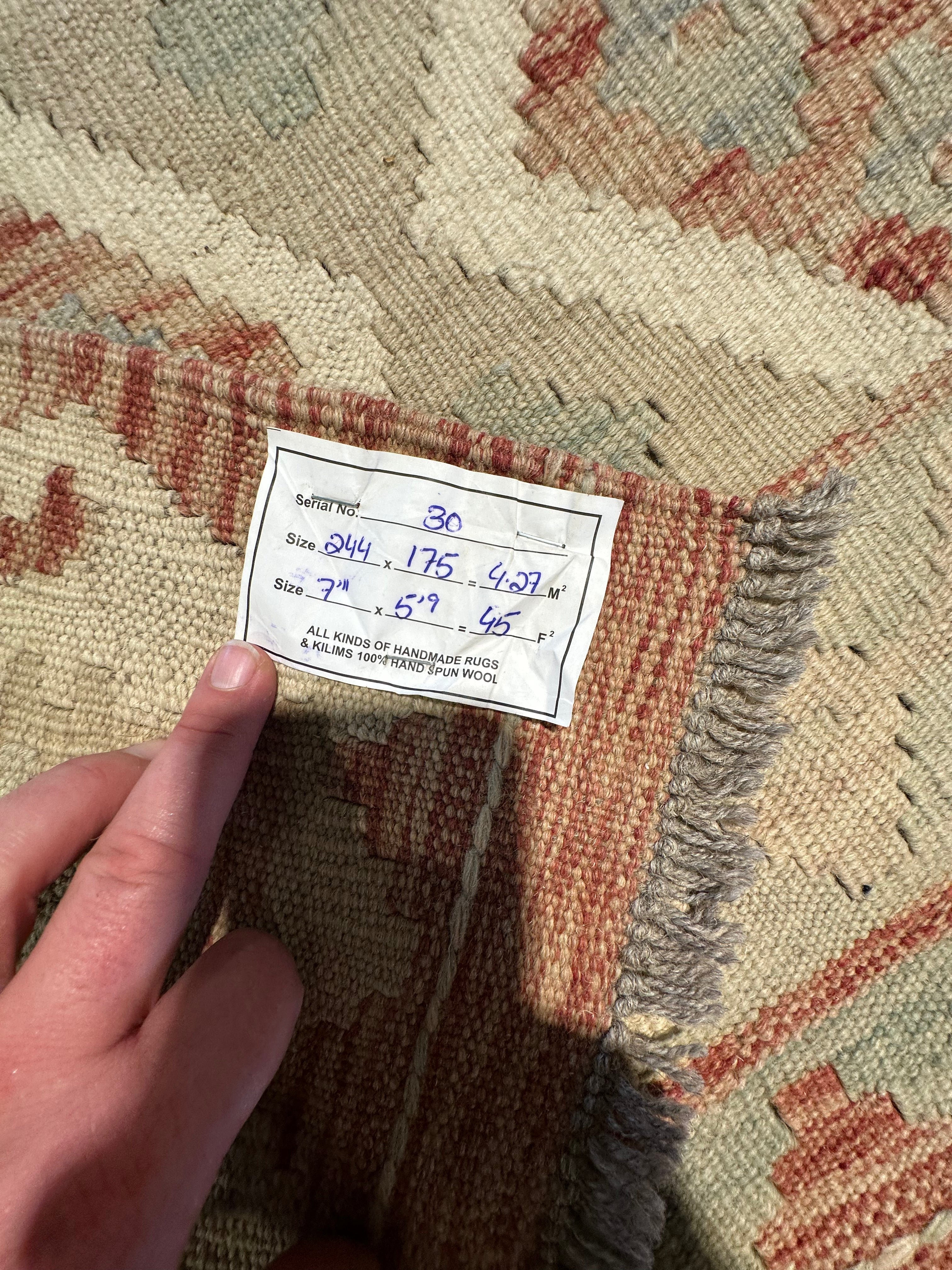 Desmond Harrington 5.9x7.11 Handwoven Durrie Multi-Colored Afghani Kilim