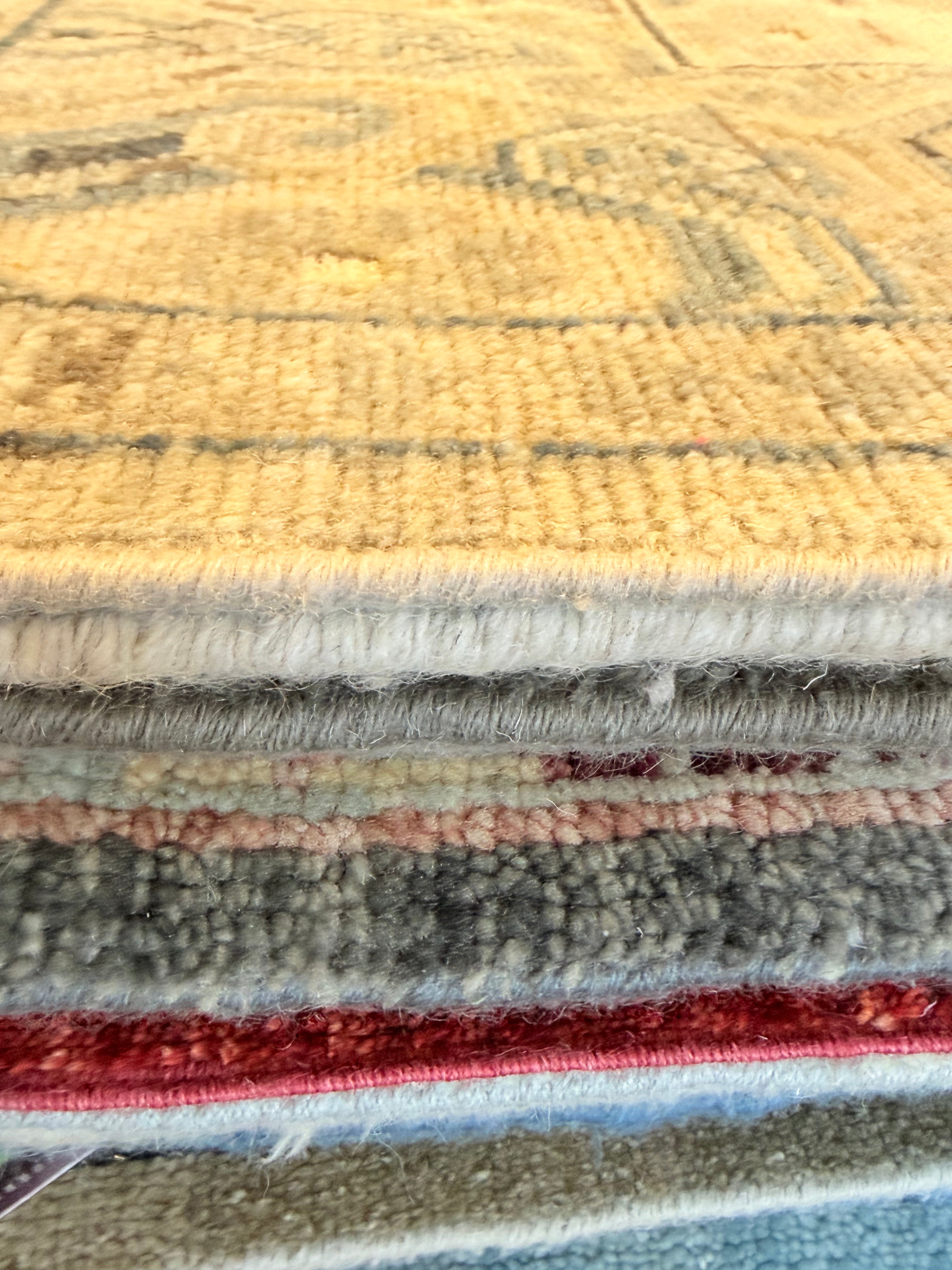 Romeo 9x12 Blue and Beige Hand-Knotted Oushak Rug