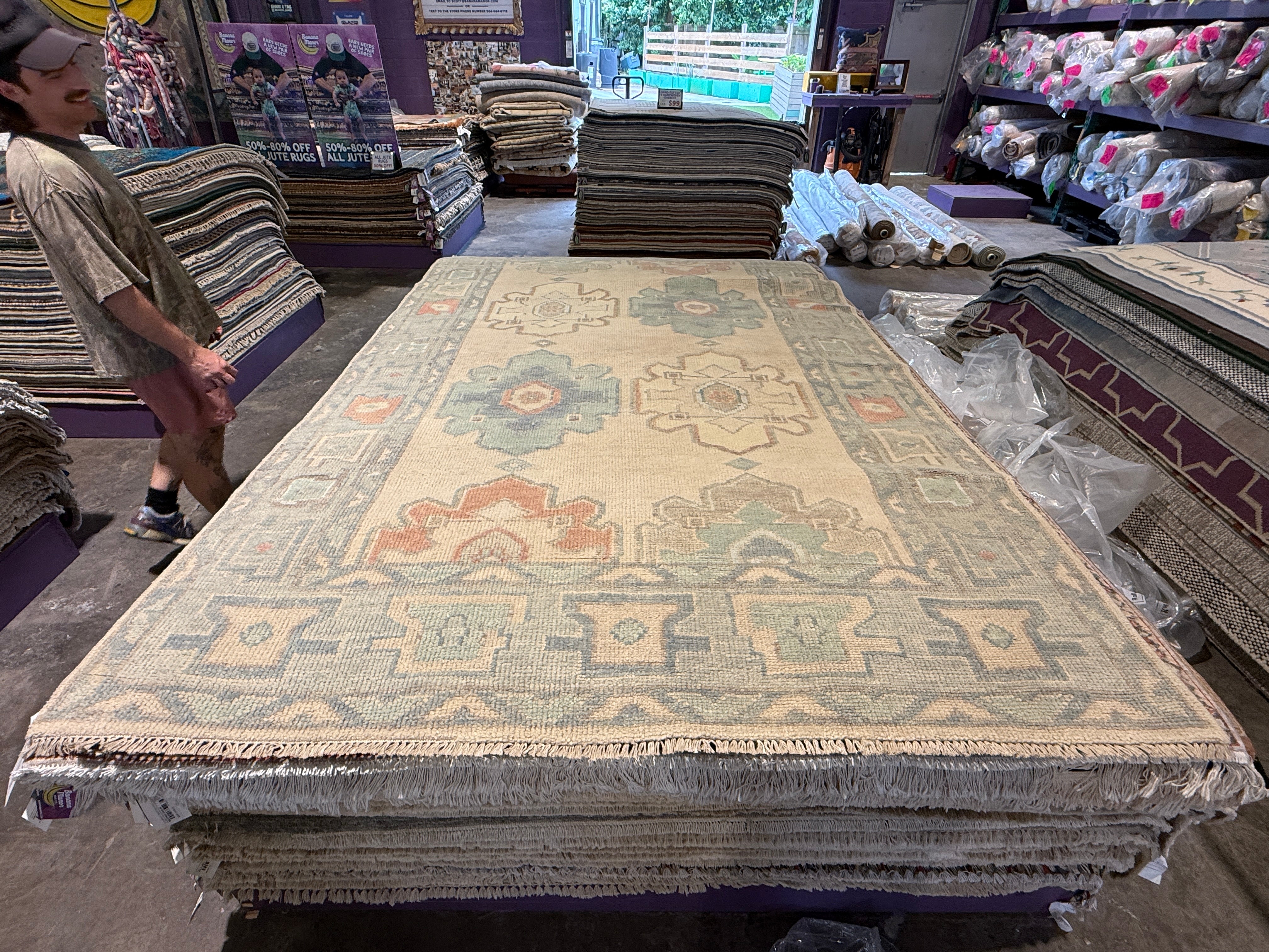 Miss Masel 5.9x9.3 Grey Hand-Knotted Oushak Rug