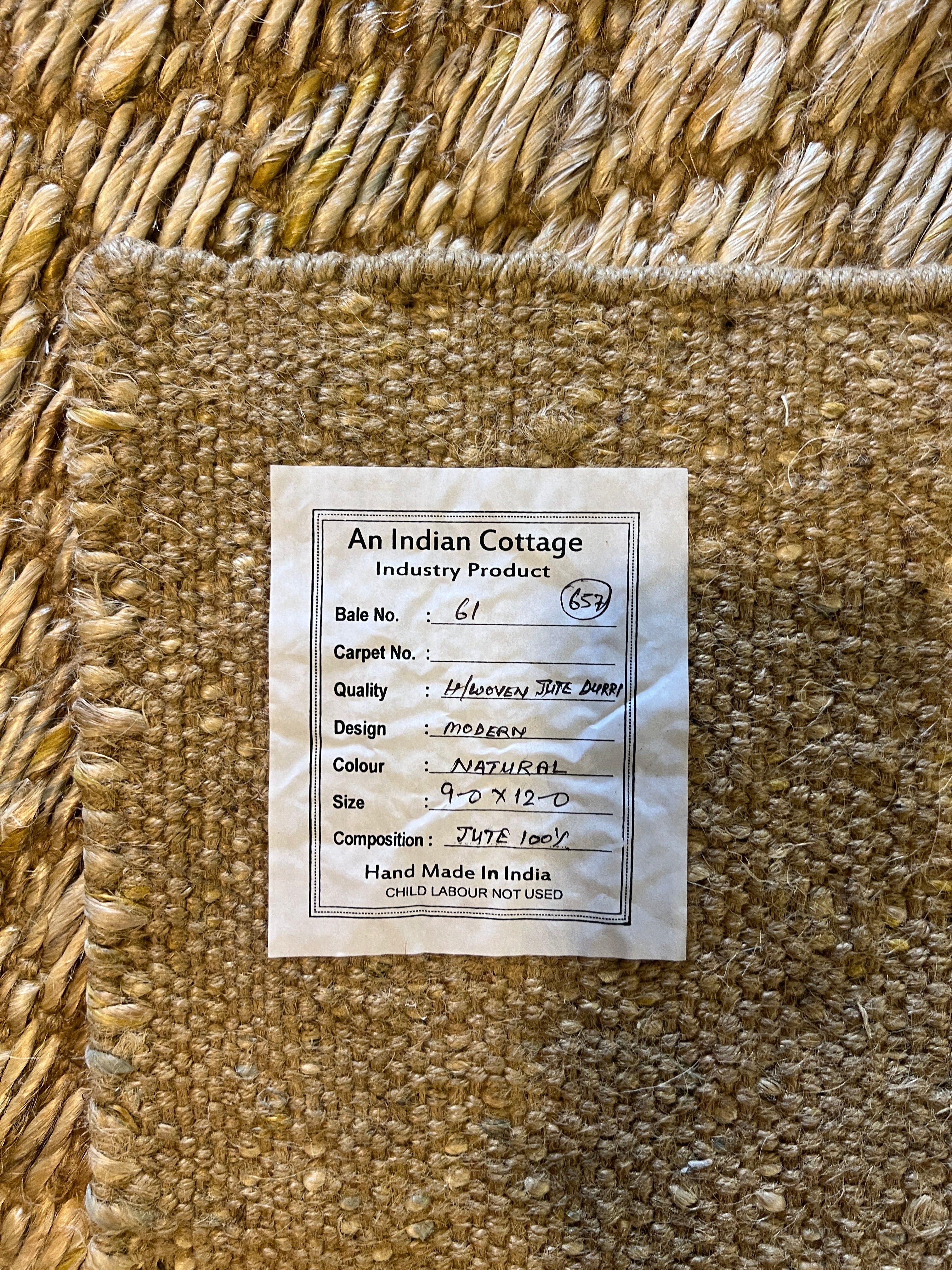 Herb Hand-Woven Jute Durrie Natural Brown (Multiple Sizes)