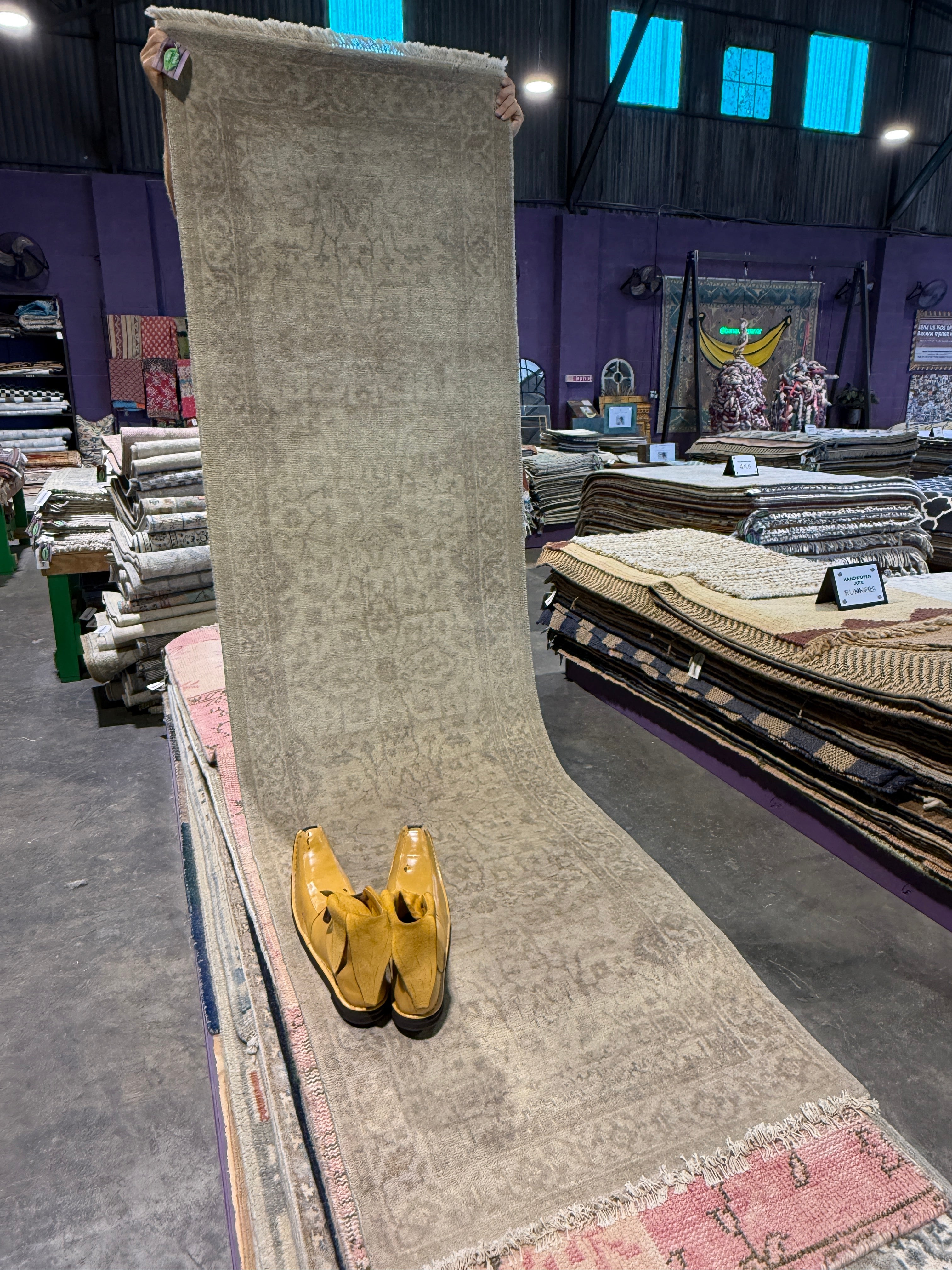 Tiffany Brooks 2.6x9 Tan Hand-Knotted Oushak Runner Rug