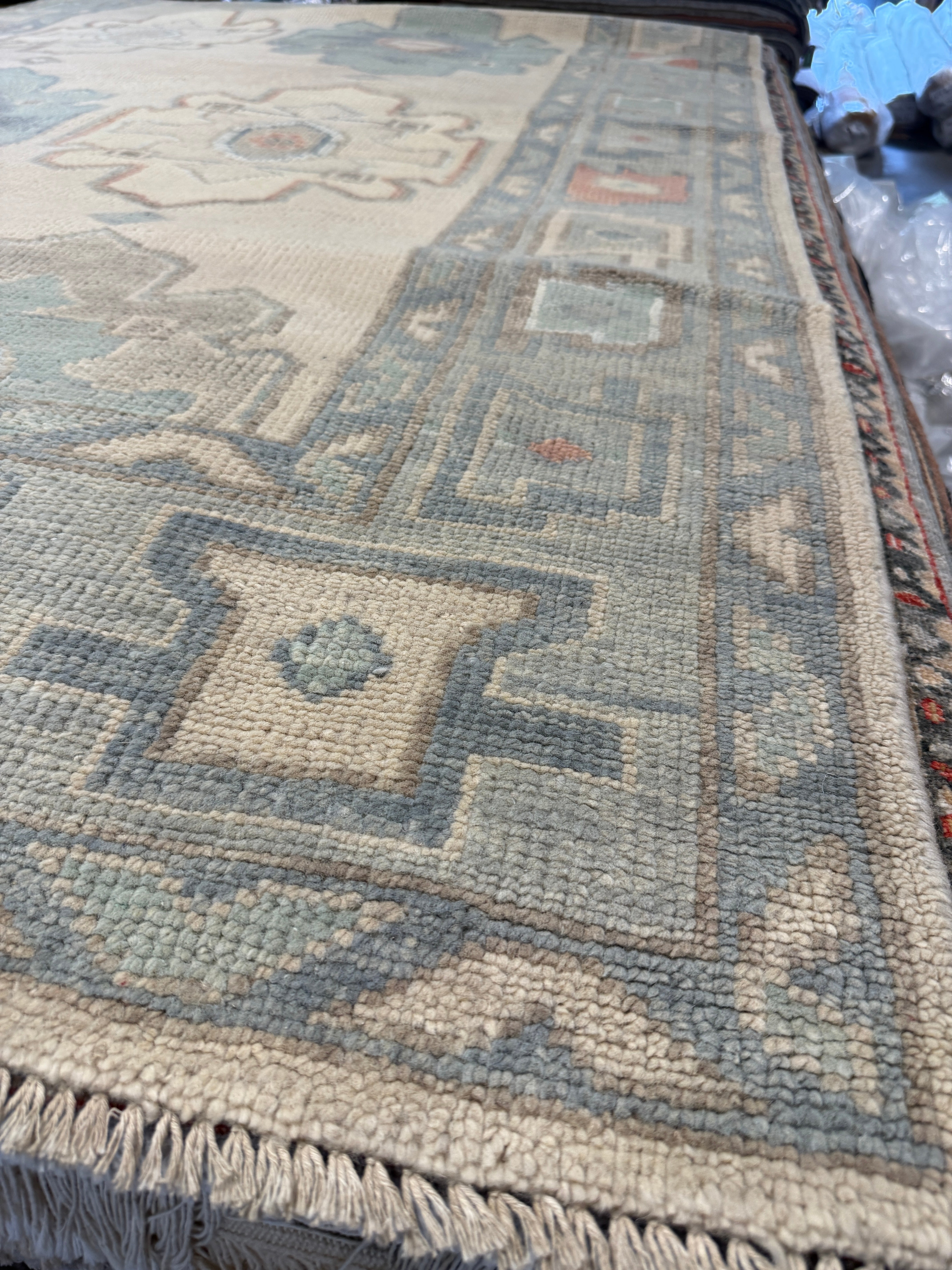 Miss Masel 5.9x9.3 Grey Hand-Knotted Oushak Rug