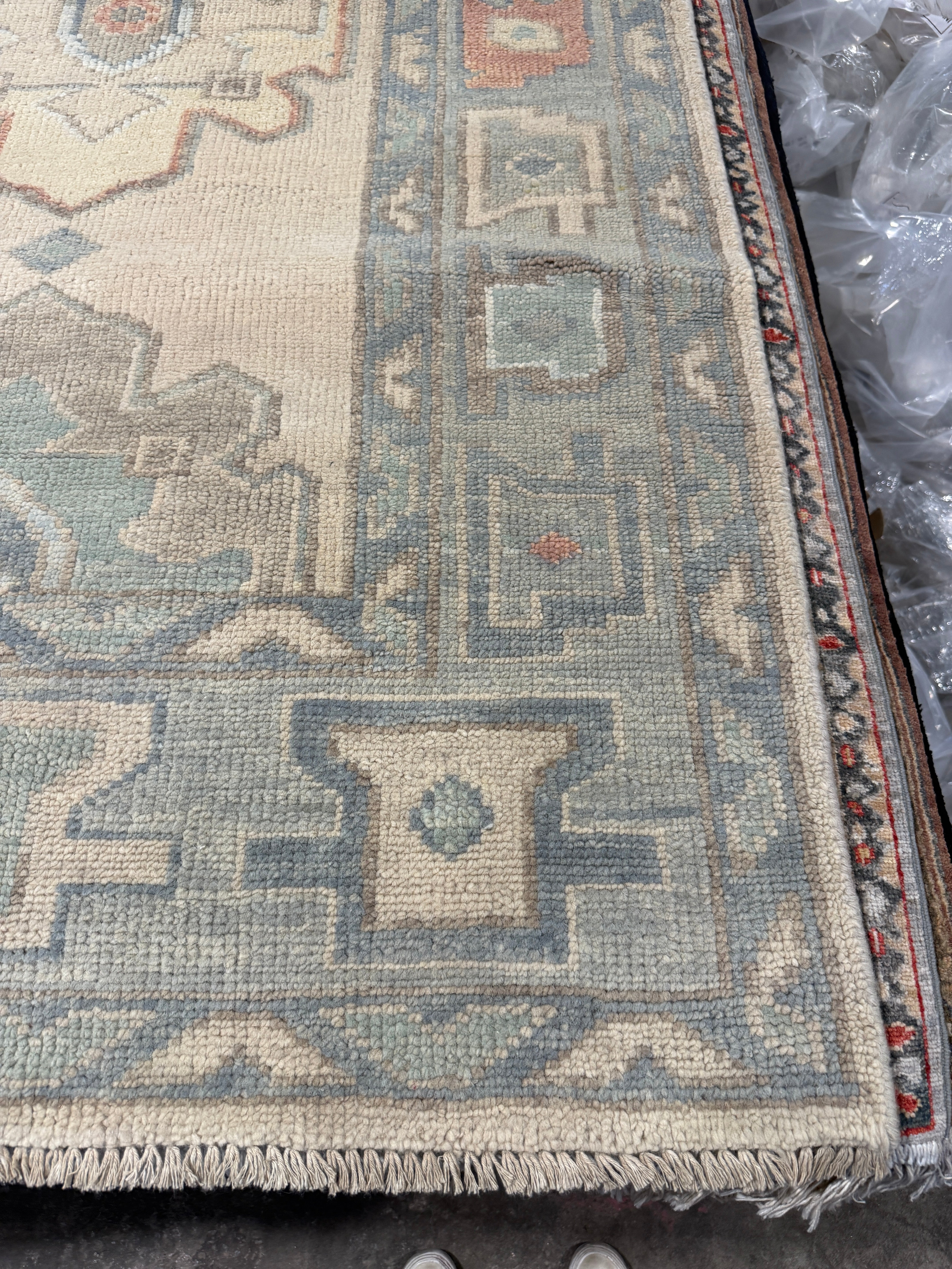 Miss Masel 5.9x9.3 Grey Hand-Knotted Oushak Rug
