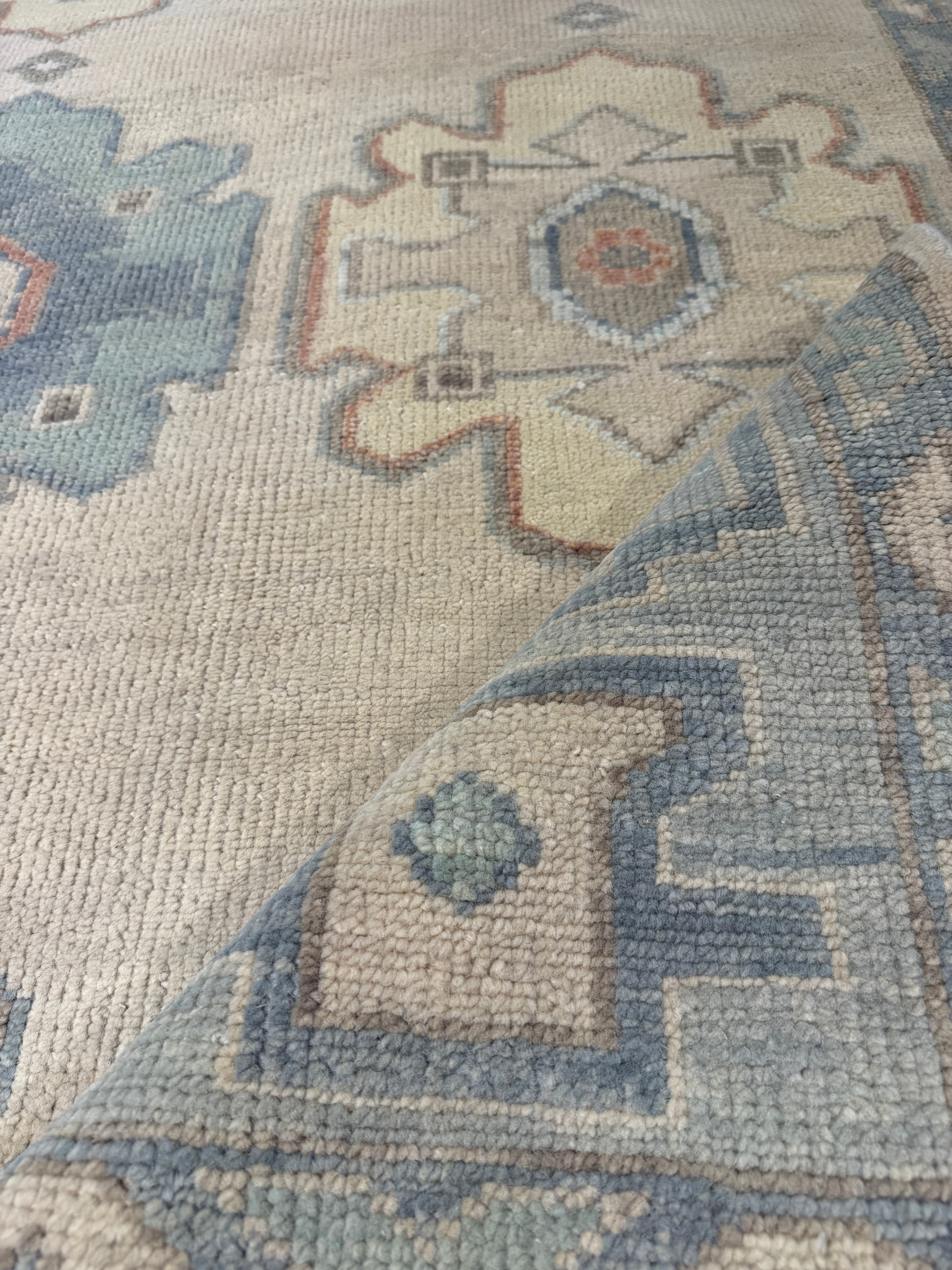 Miss Masel 5.9x9.3 Grey Hand-Knotted Oushak Rug