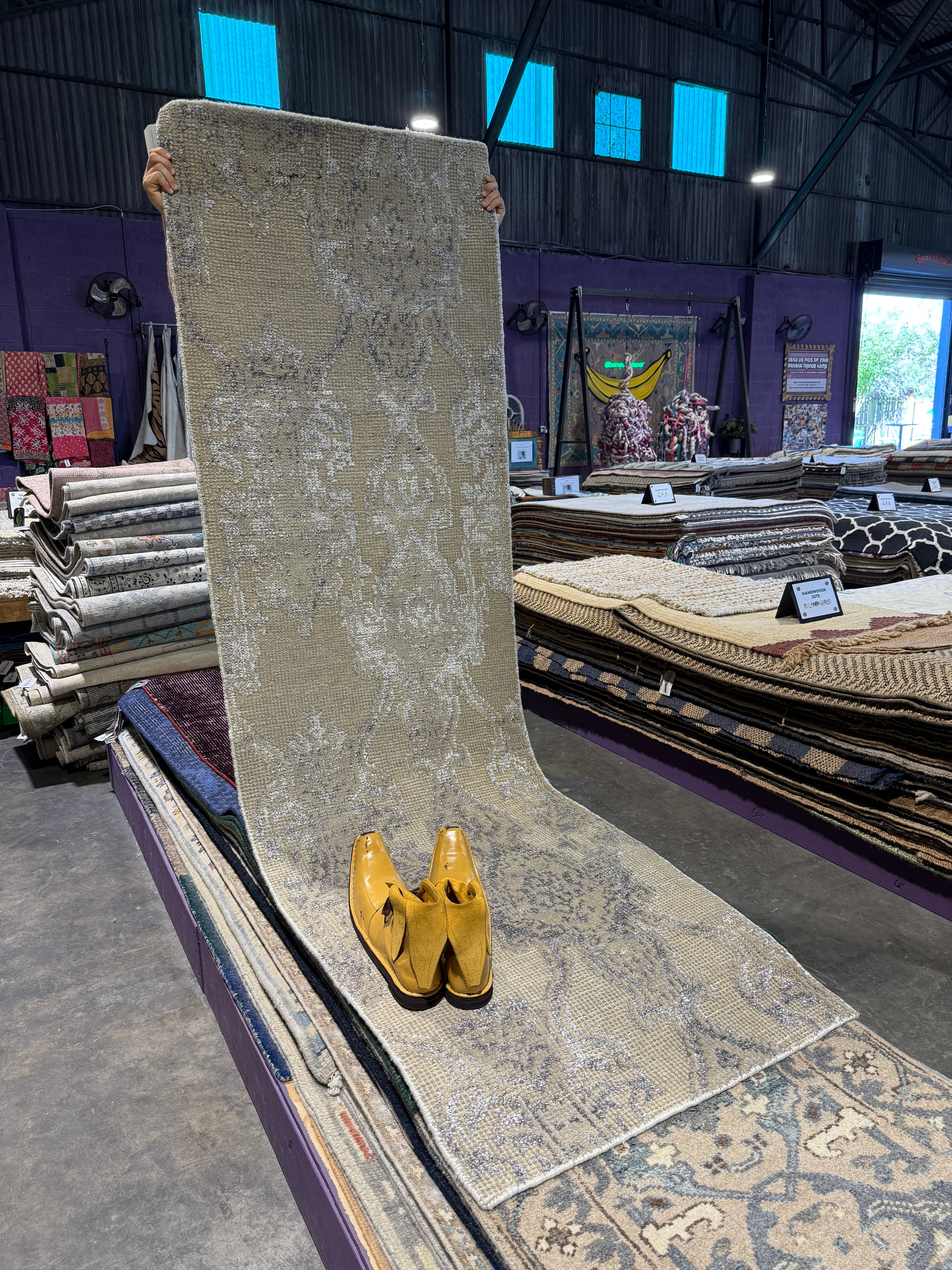 Brahm Taylor 2.6x9.6  Hand-Knotted Silver and Grey Modern Abstract Runner